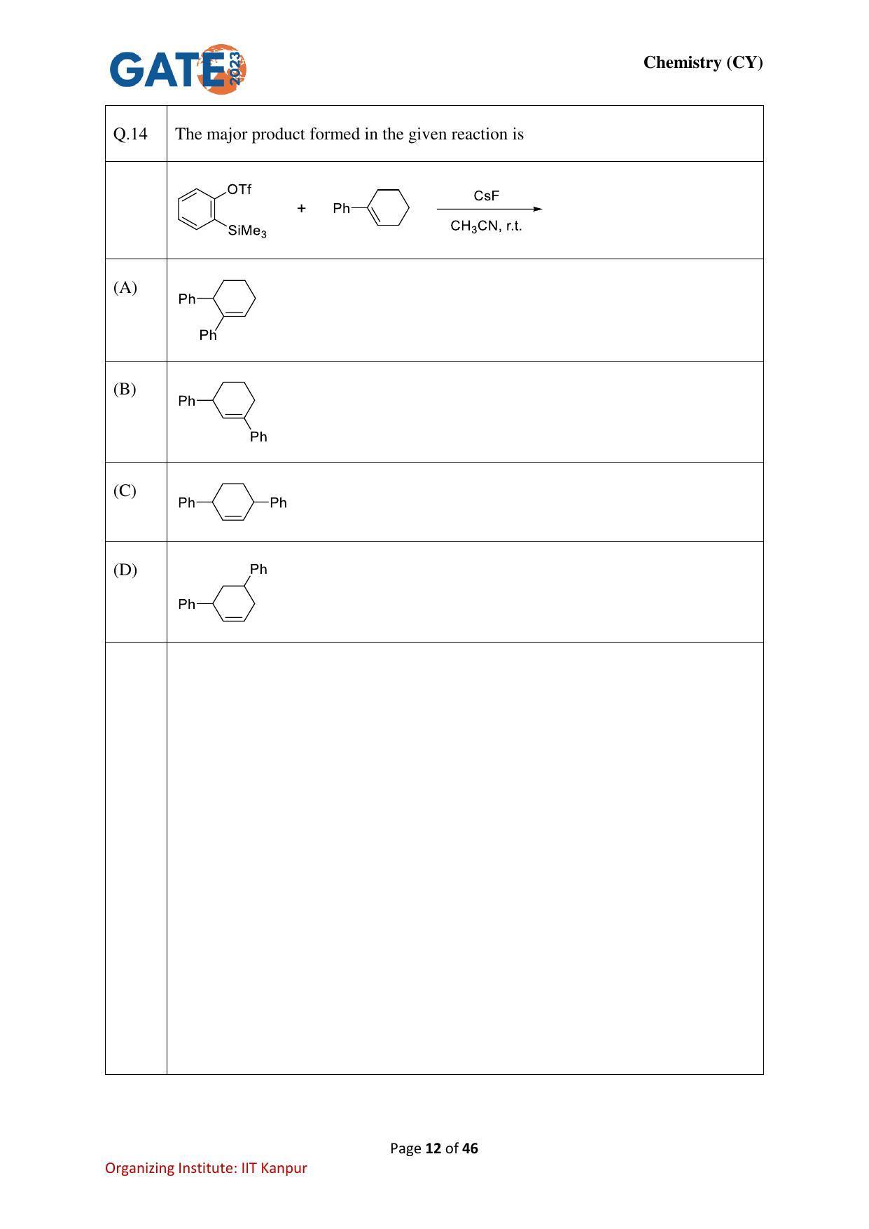 GATE 2023 Chemistry (CY) Question Paper - Page 12