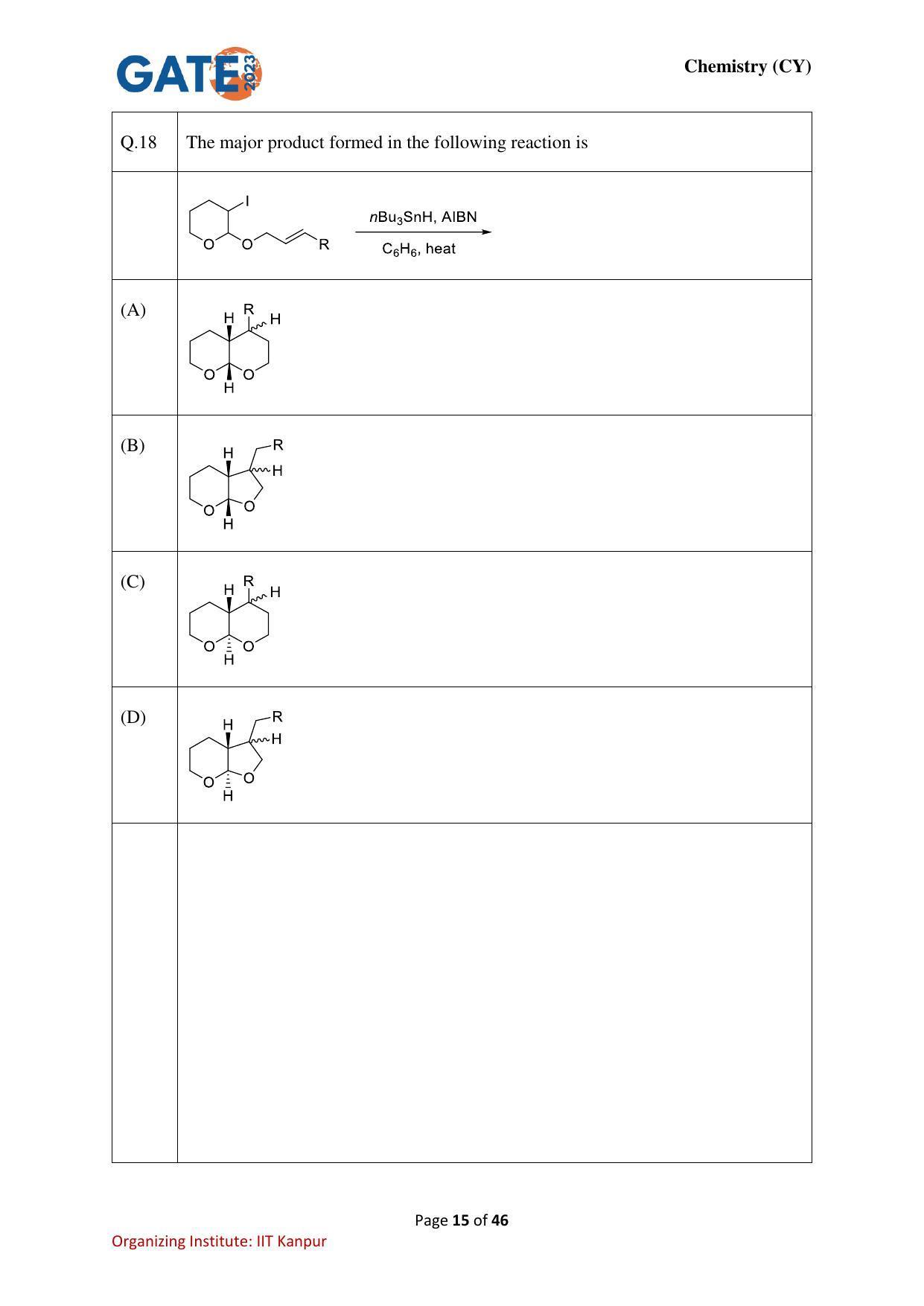 GATE 2023 Chemistry (CY) Question Paper - Page 15