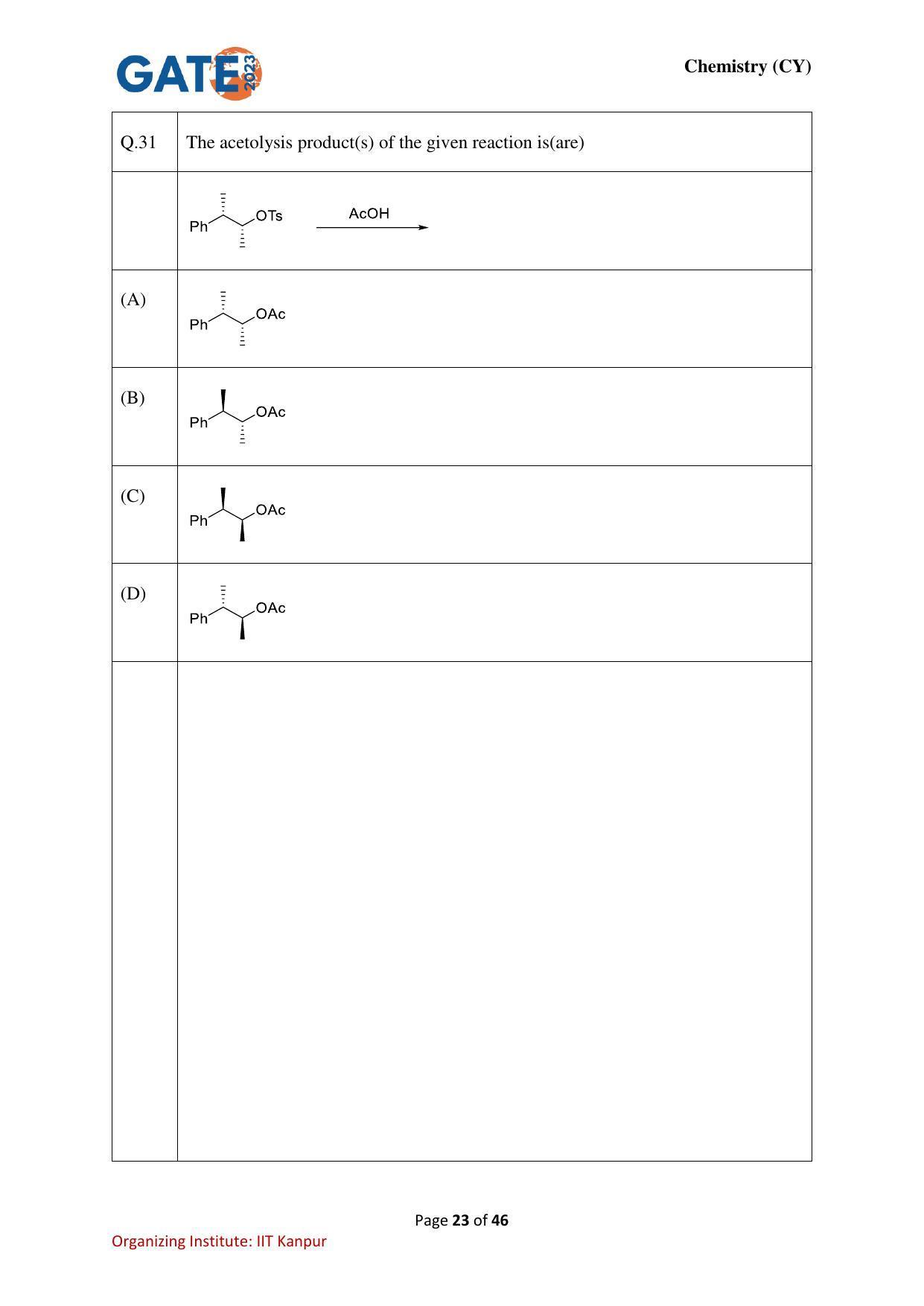 GATE 2023 Chemistry (CY) Question Paper - Page 23