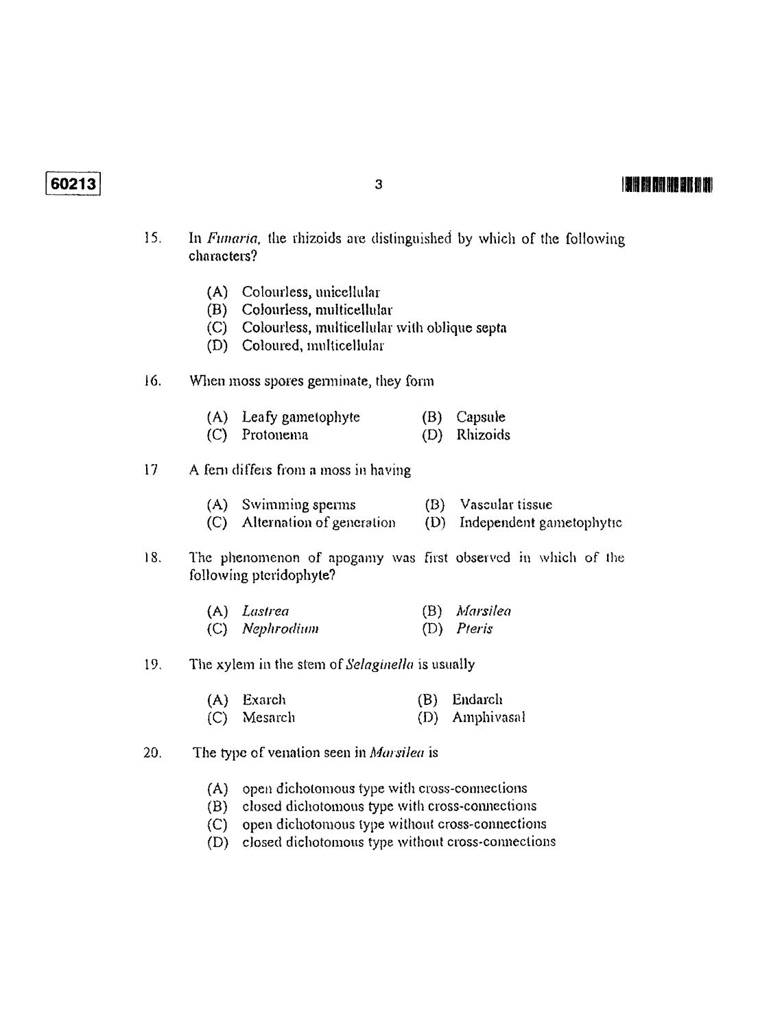 CUSAT CAT 2013 Botany Question Paper - Page 4