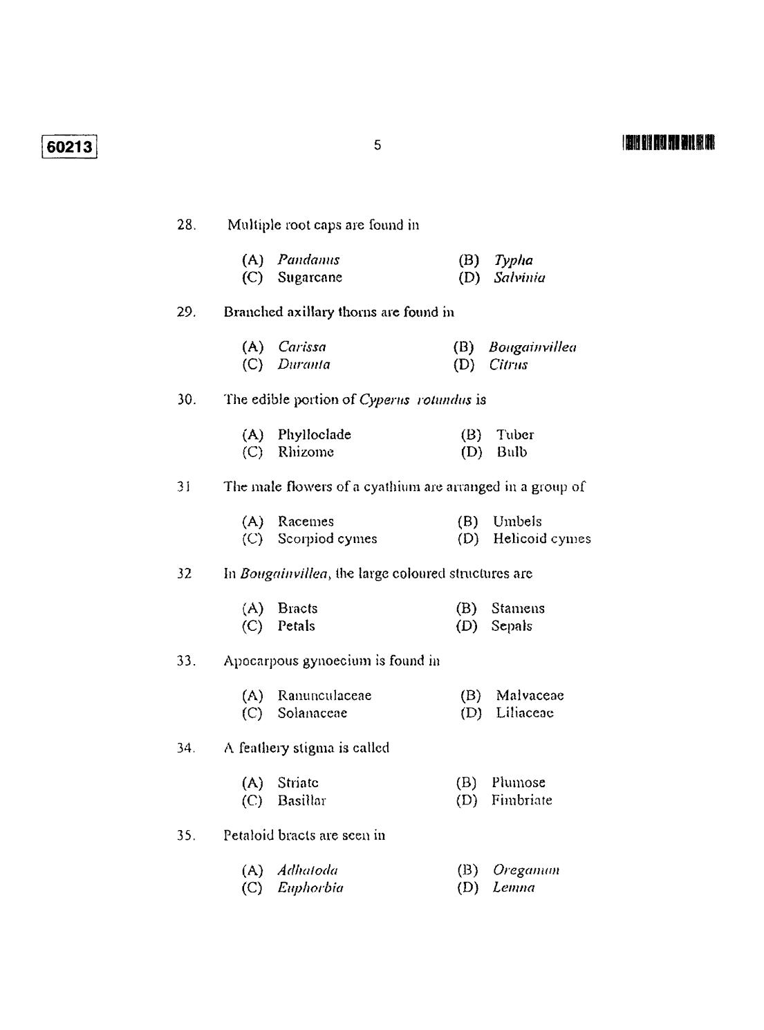 CUSAT CAT 2013 Botany Question Paper - Page 6