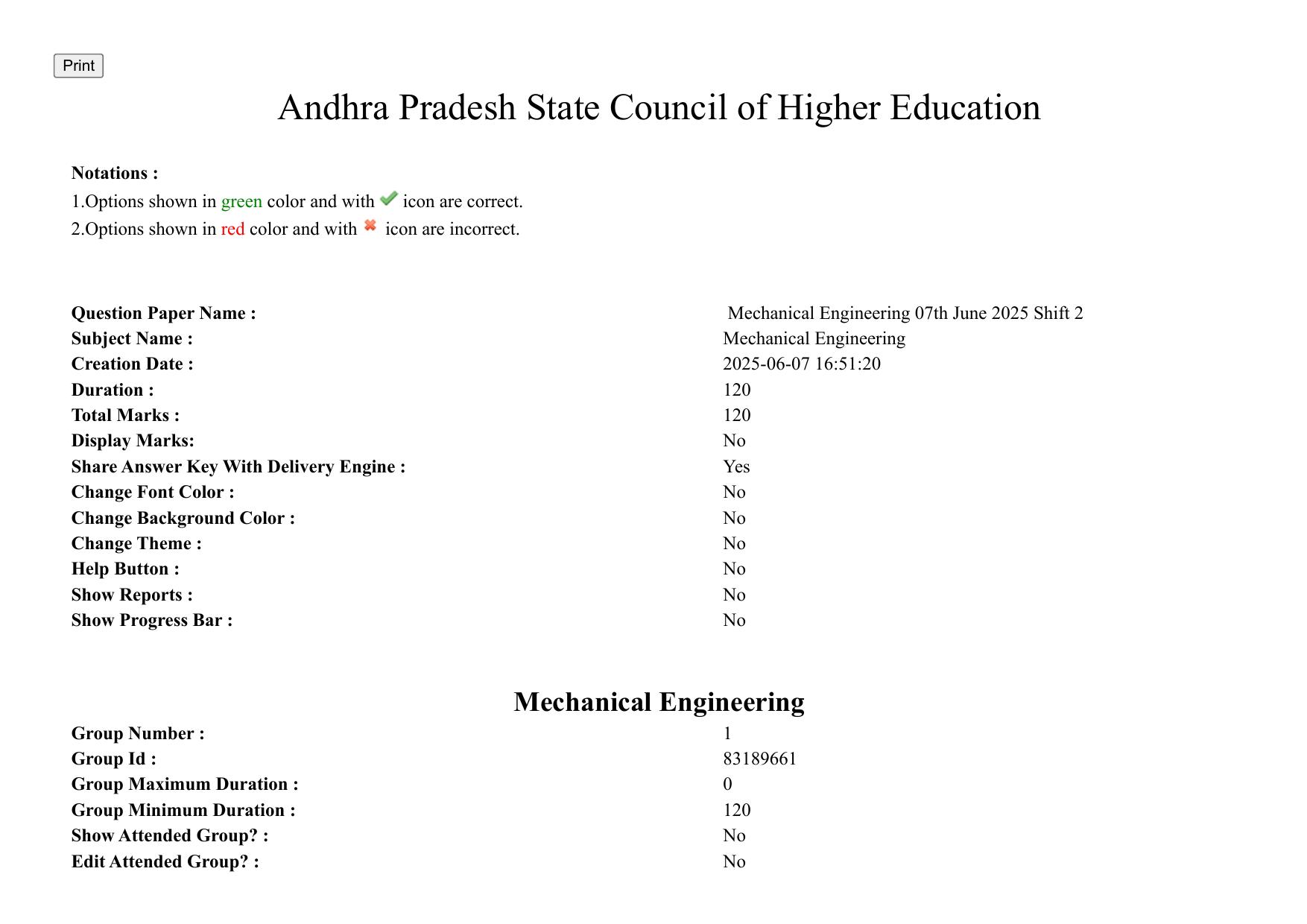 AP PGCET 2025 Mechanical Engineering Paper with Answer Key - Page 1