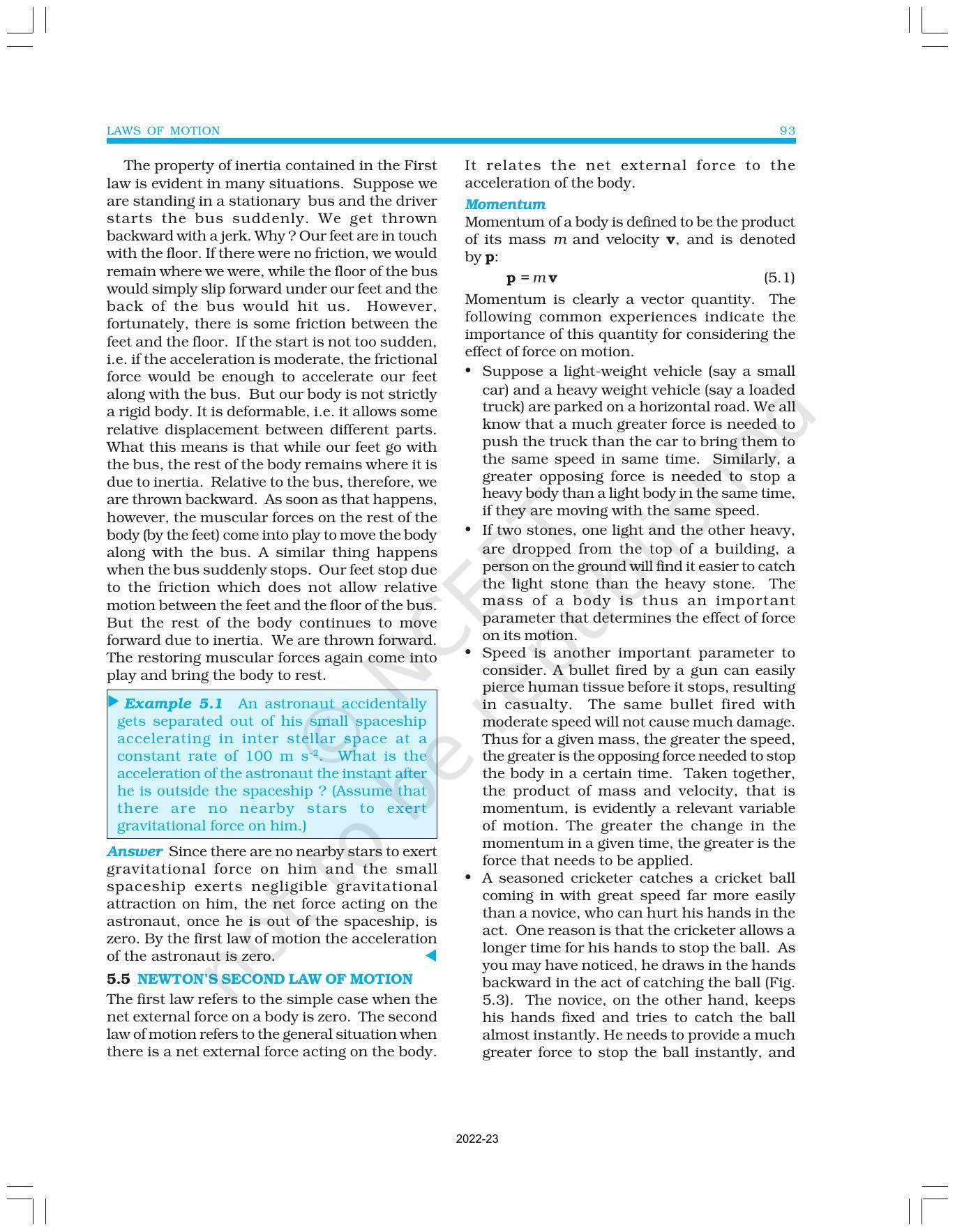 NCERT Book for Class 11 Physics Chapter 5 Laws of Motion - Page 5