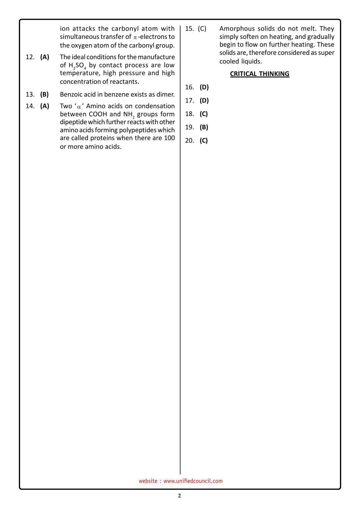 2023 Class 12 PCM NSTSE Key & Solutions - Page 2