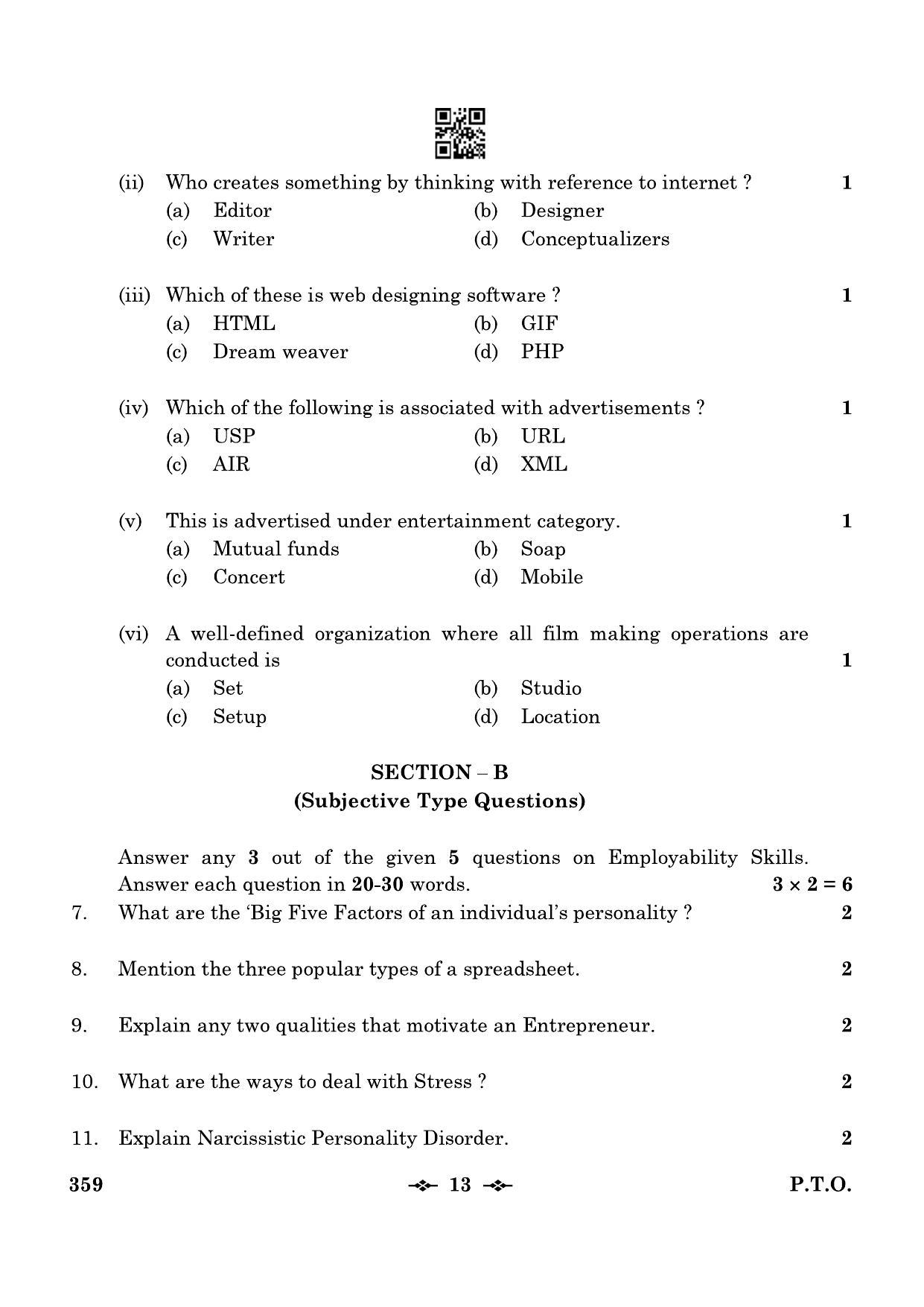 CBSE Class 12 359_Mass Media Studies 2023 Question Paper - Page 13