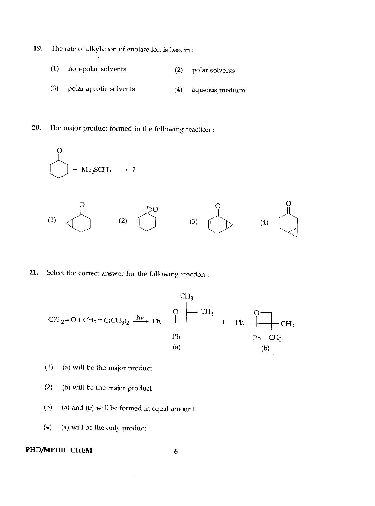IGNOU PhD Entrance Test Ph.D./M.Phil  (Chemistry) 2019 Question Paper - Page 6