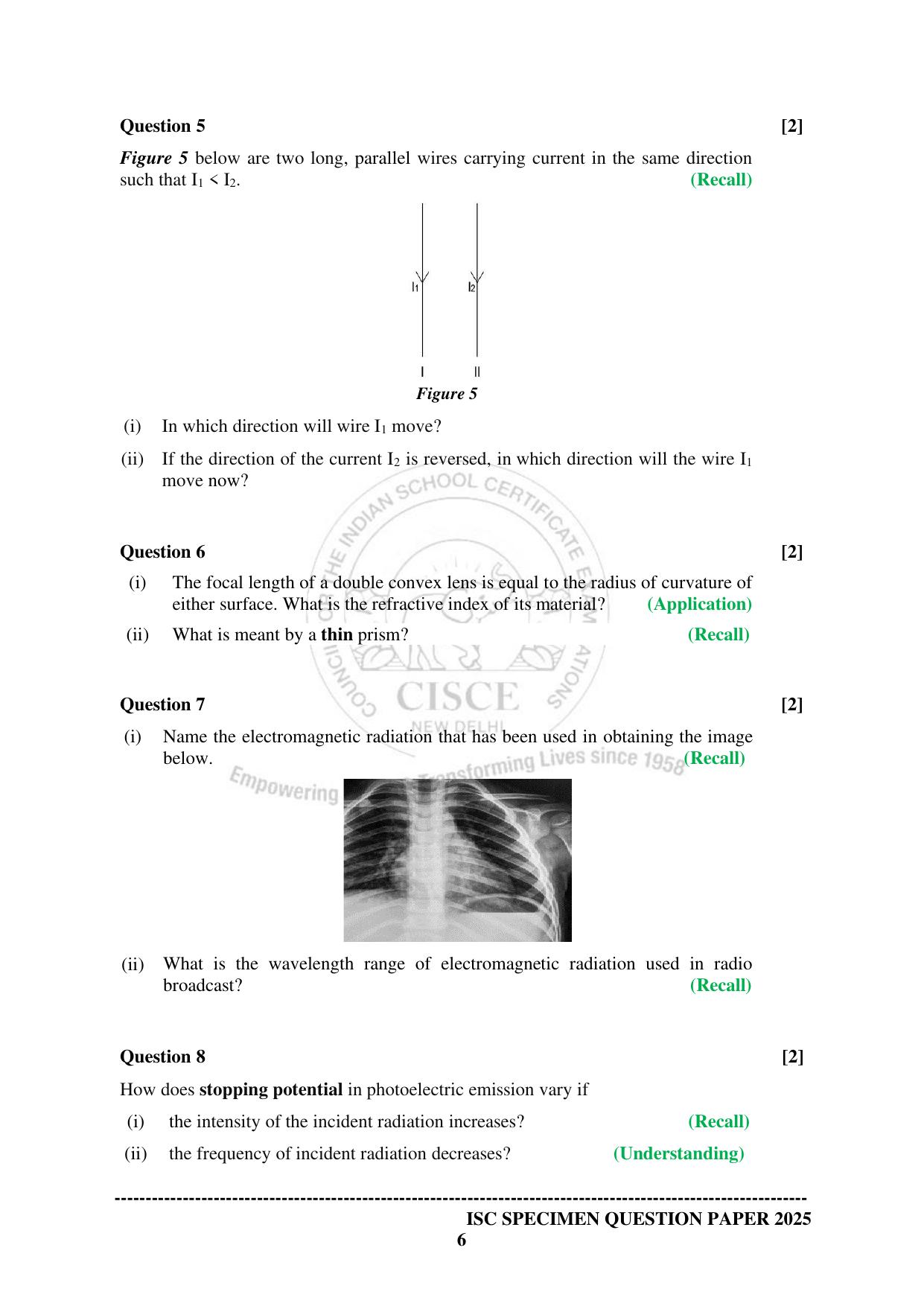 ISC Class 12 2025 PHYSICS  (SQP & AK) Specimen Paper - Page 6