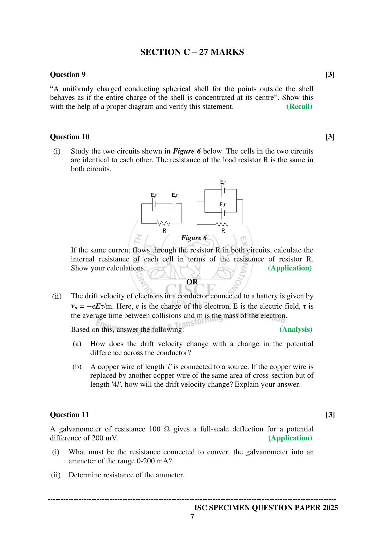 ISC Class 12 2025 PHYSICS  (SQP & AK) Specimen Paper - Page 7