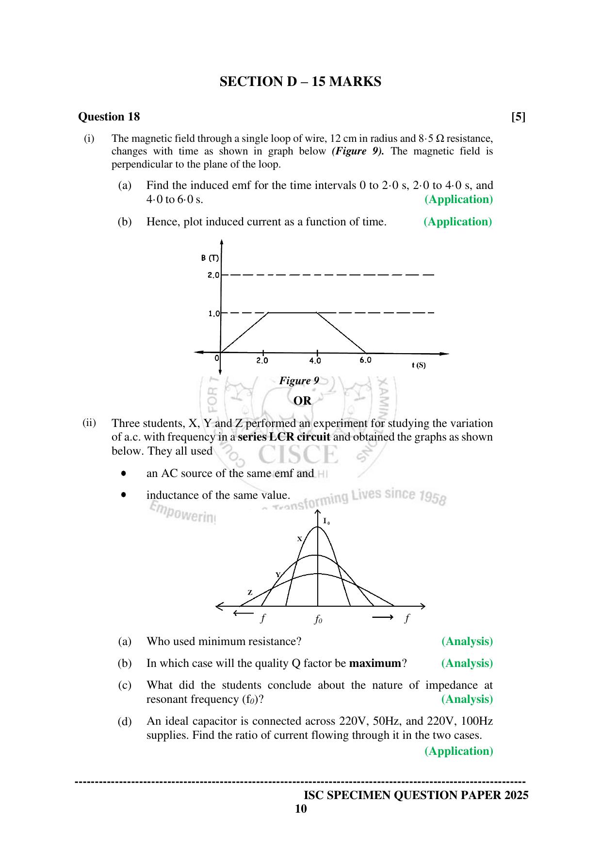 ISC Class 12 2025 PHYSICS  (SQP & AK) Specimen Paper - Page 10
