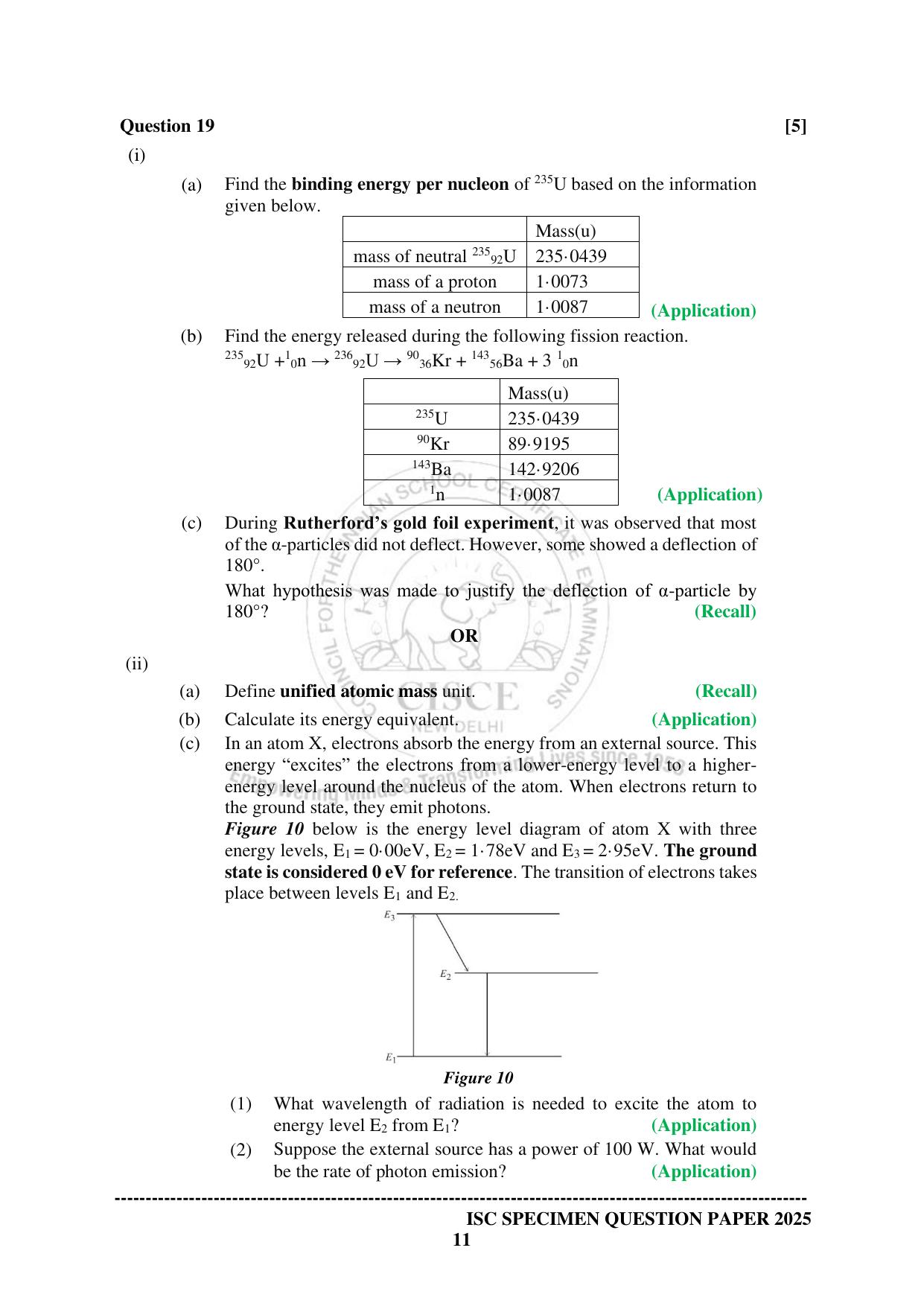 ISC Class 12 2025 PHYSICS  (SQP & AK) Specimen Paper - Page 11