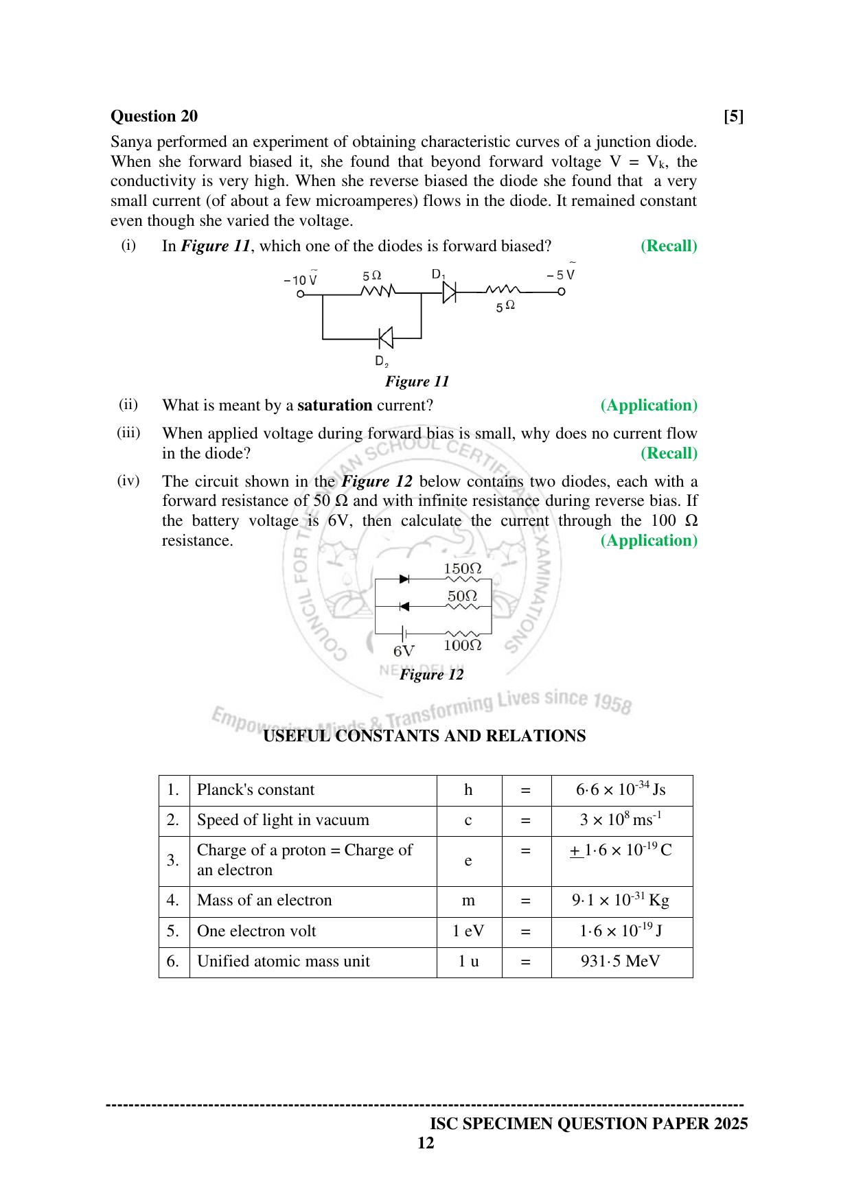 ISC Class 12 2025 PHYSICS  (SQP & AK) Specimen Paper - Page 12