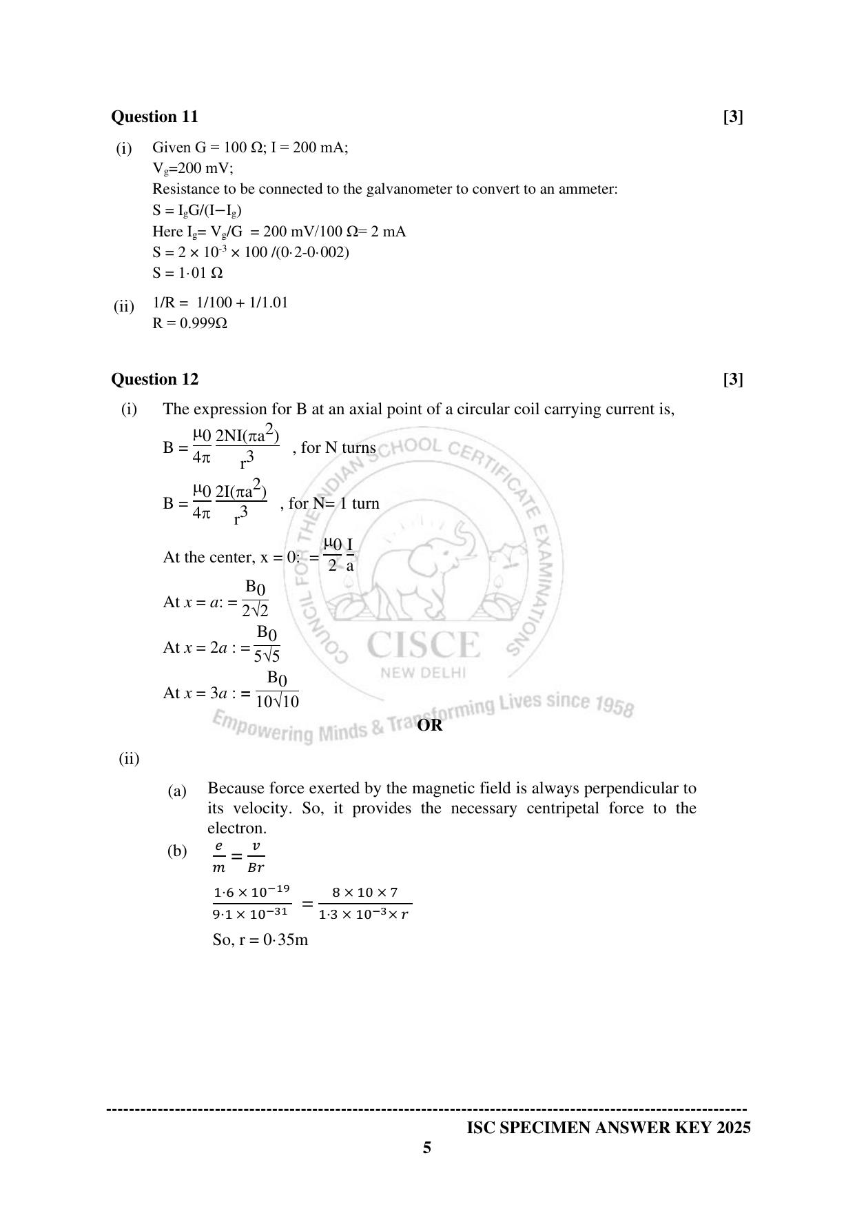 ISC Class 12 2025 PHYSICS  (SQP & AK) Specimen Paper - Page 17