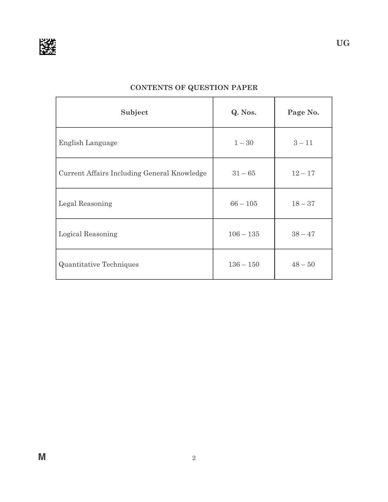 CLAT 2023 UG Question Paper - Page 2