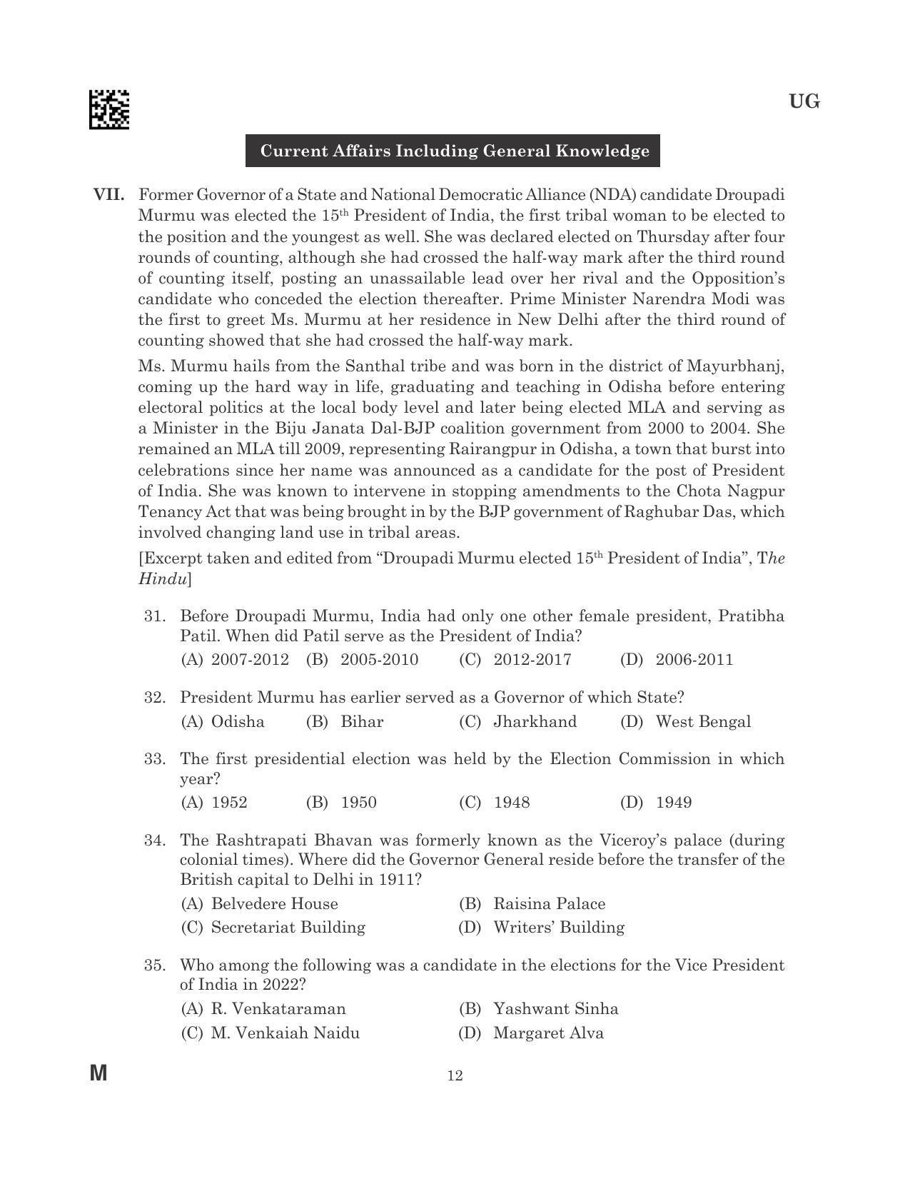 CLAT 2023 UG Question Paper - Page 12
