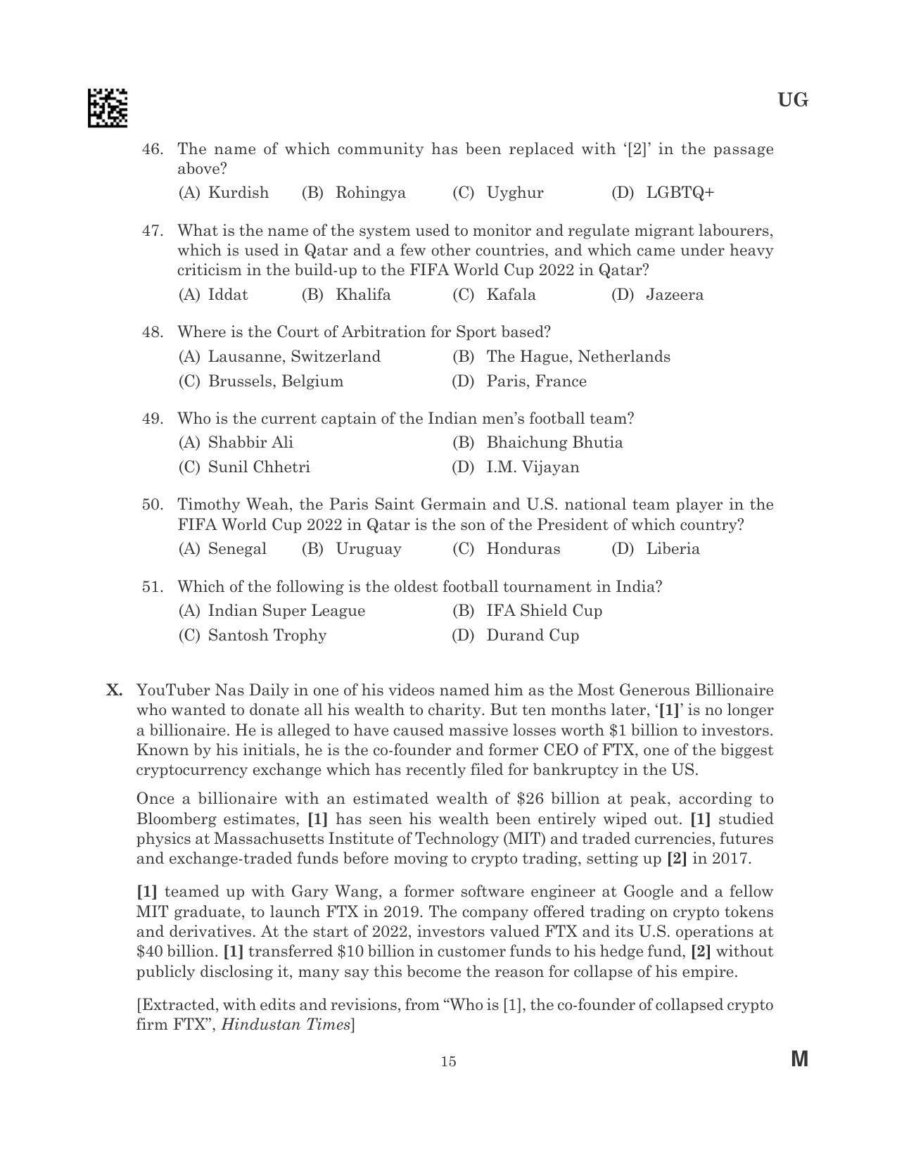 CLAT 2023 UG Question Paper - Page 15