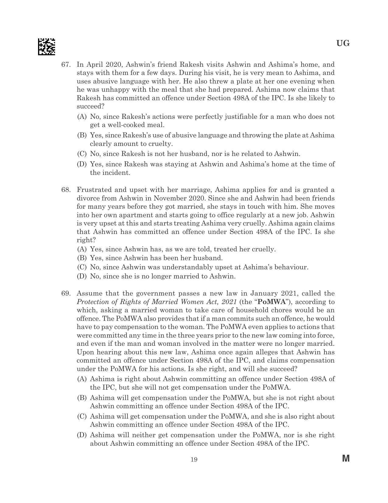 CLAT 2023 UG Question Paper - Page 19