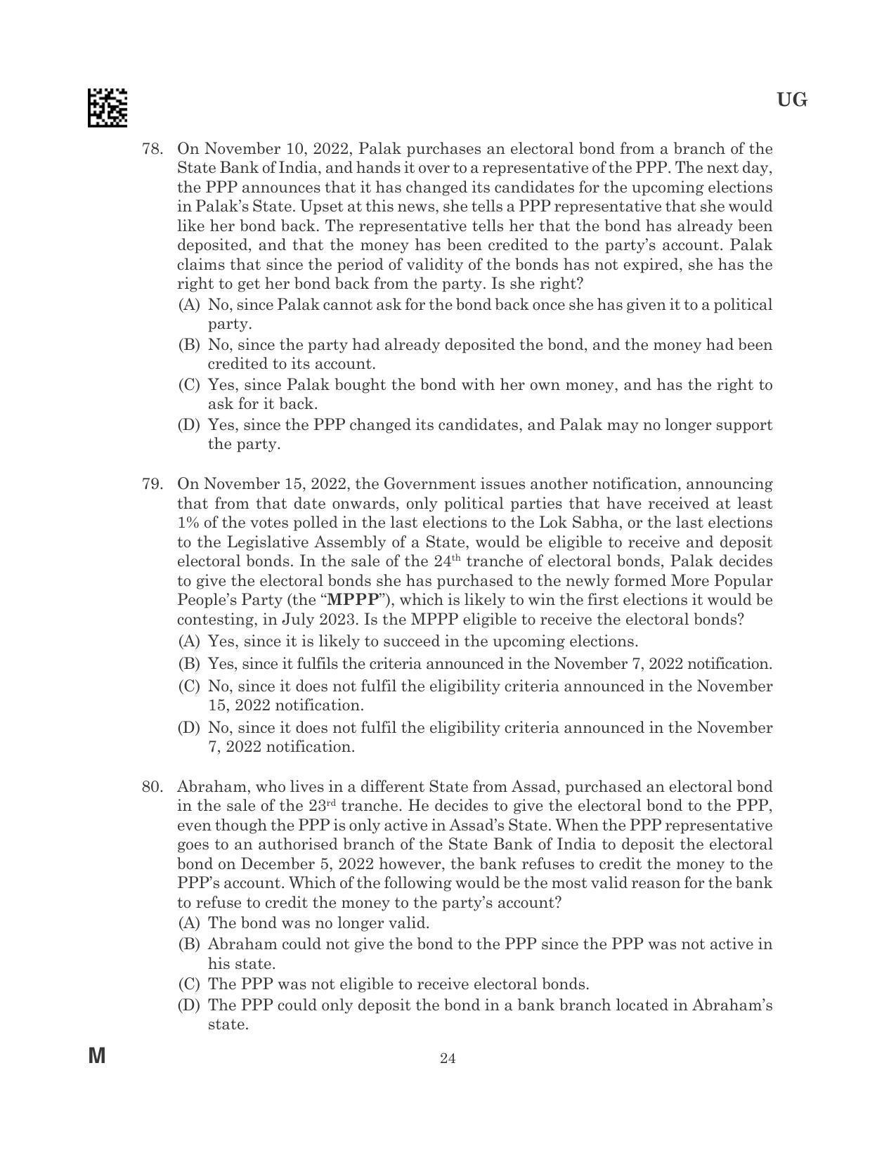 CLAT 2023 UG Question Paper - Page 24