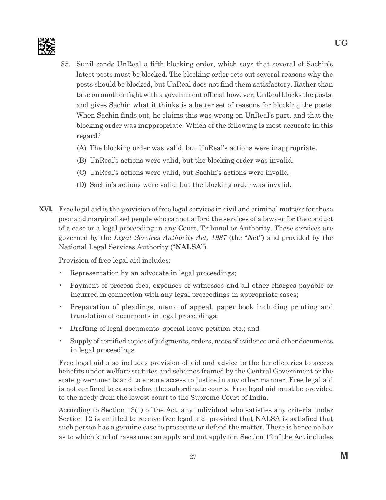 CLAT 2023 UG Question Paper - Page 27