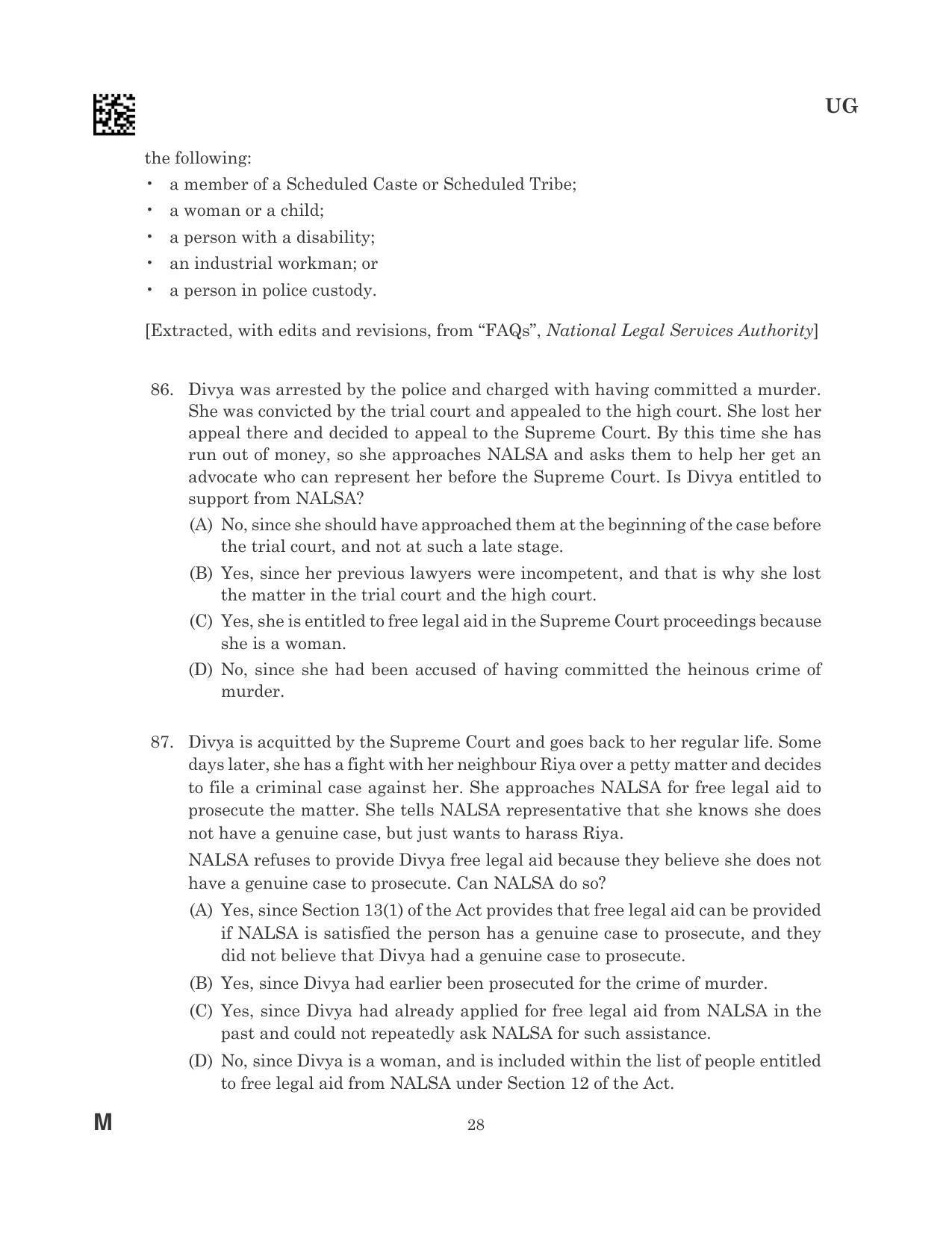 CLAT 2023 UG Question Paper - Page 28