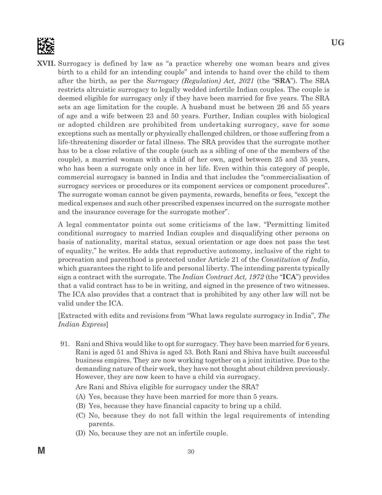 CLAT 2023 UG Question Paper - Page 30