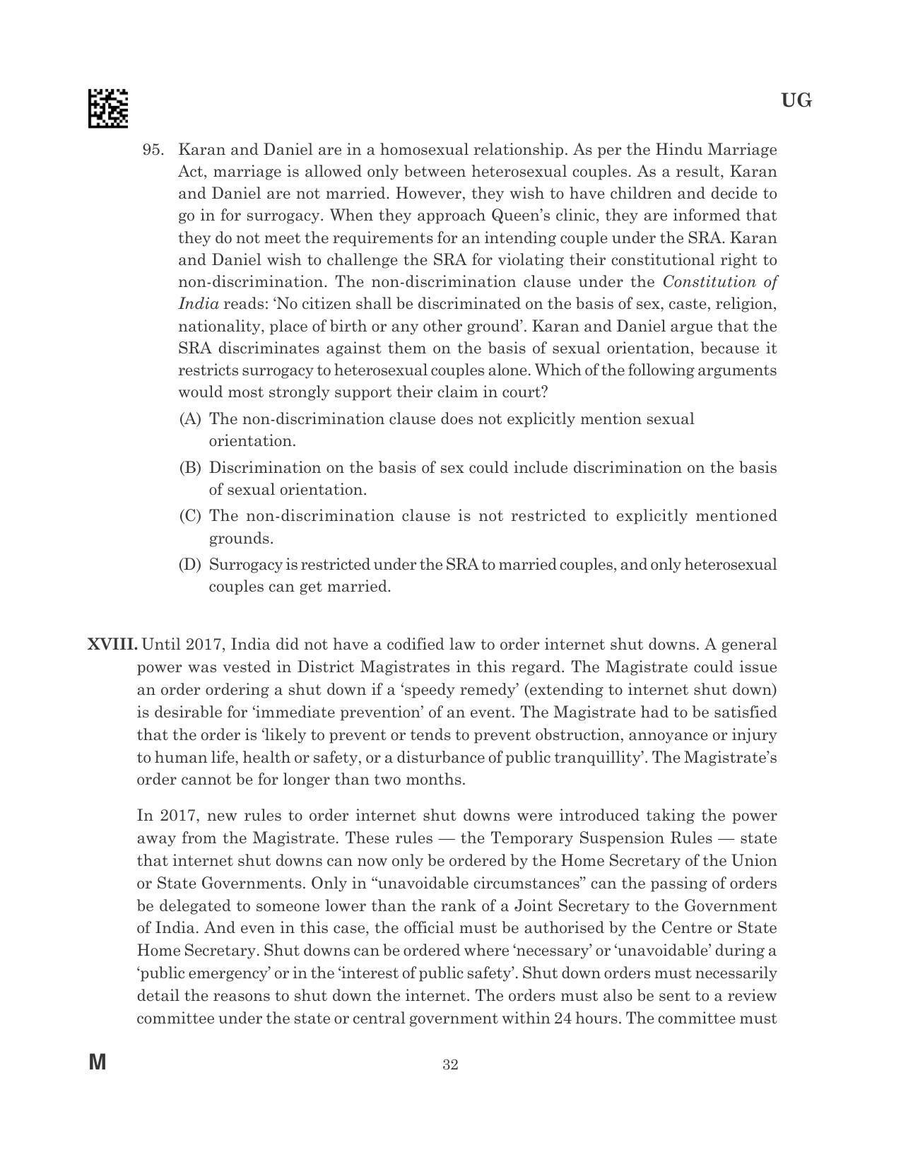 CLAT 2023 UG Question Paper - Page 32