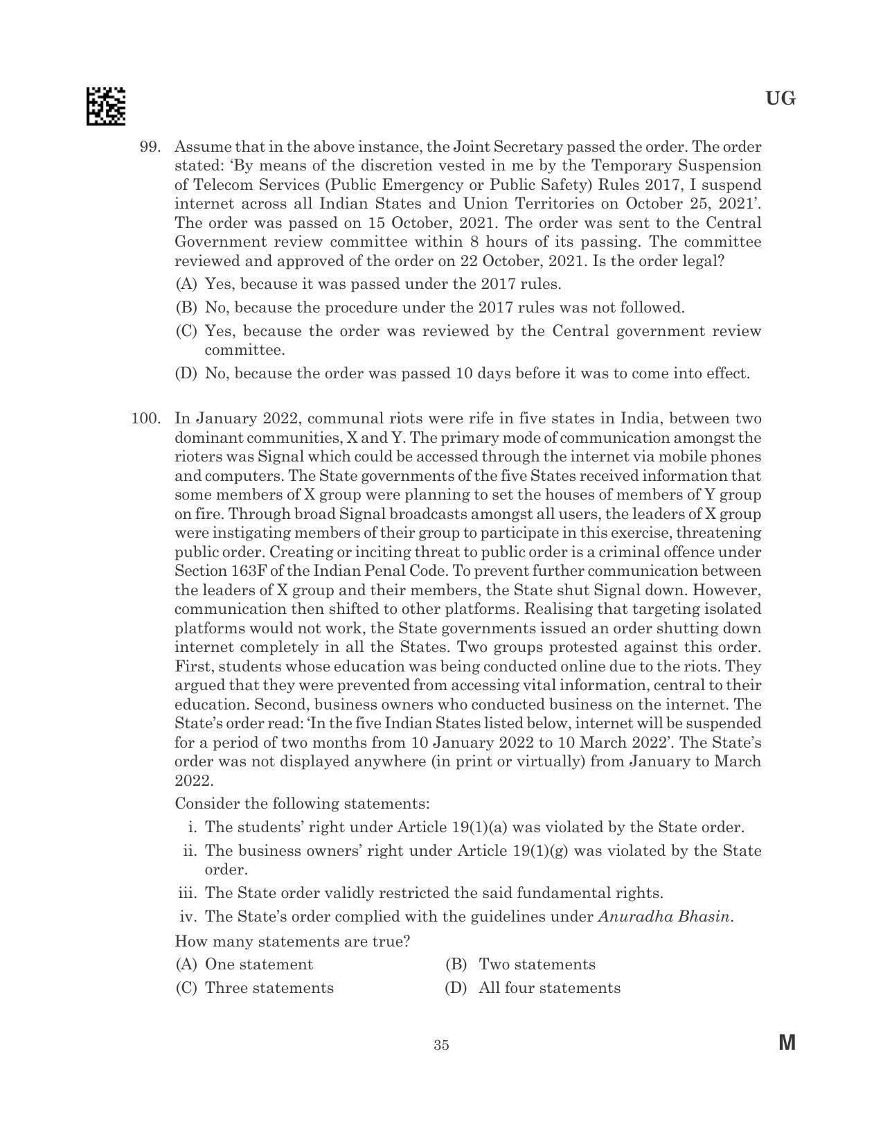 CLAT 2023 UG Question Paper - Page 35