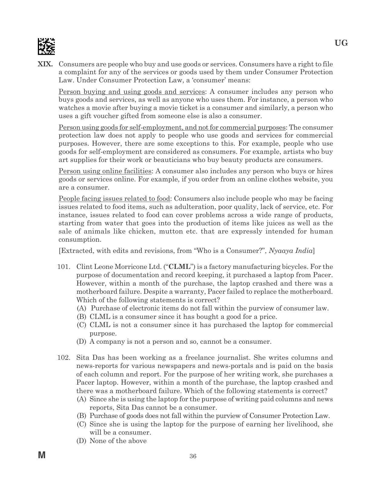 CLAT 2023 UG Question Paper - Page 36