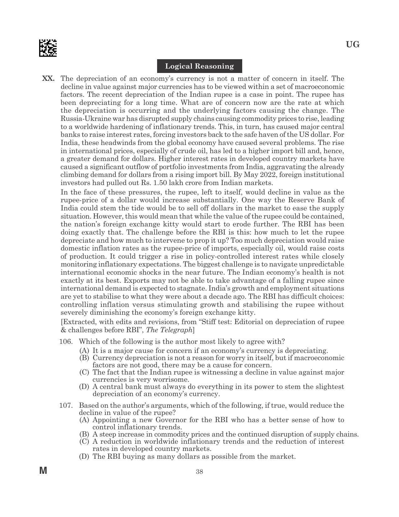 CLAT 2023 UG Question Paper - Page 38