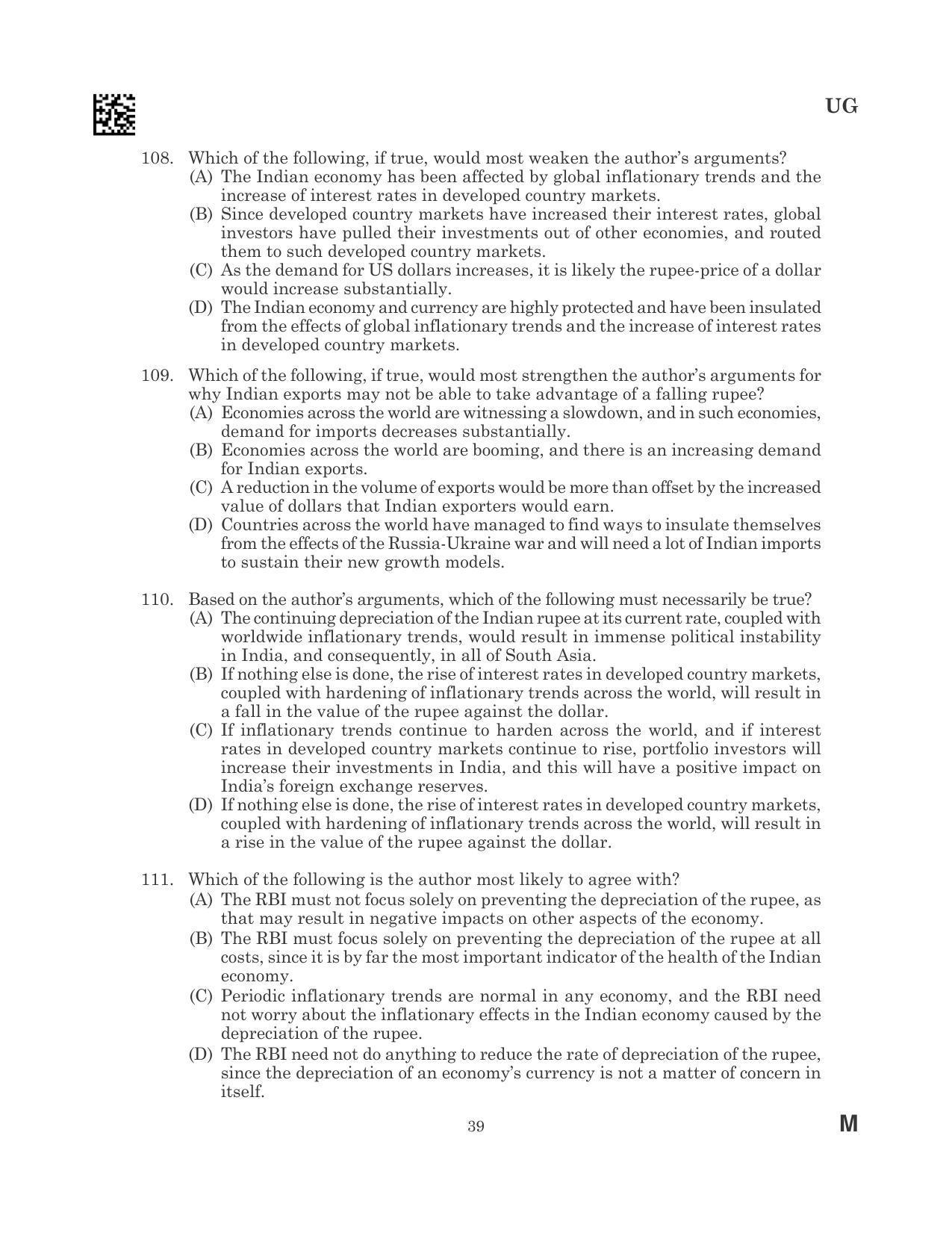 CLAT 2023 UG Question Paper - Page 39