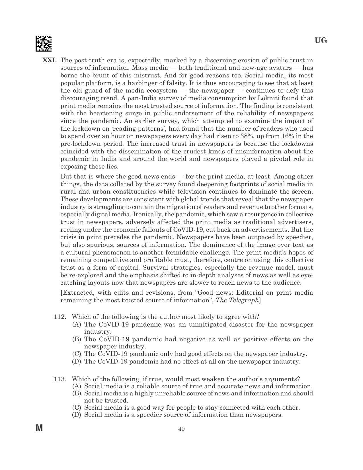 CLAT 2023 UG Question Paper - Page 40