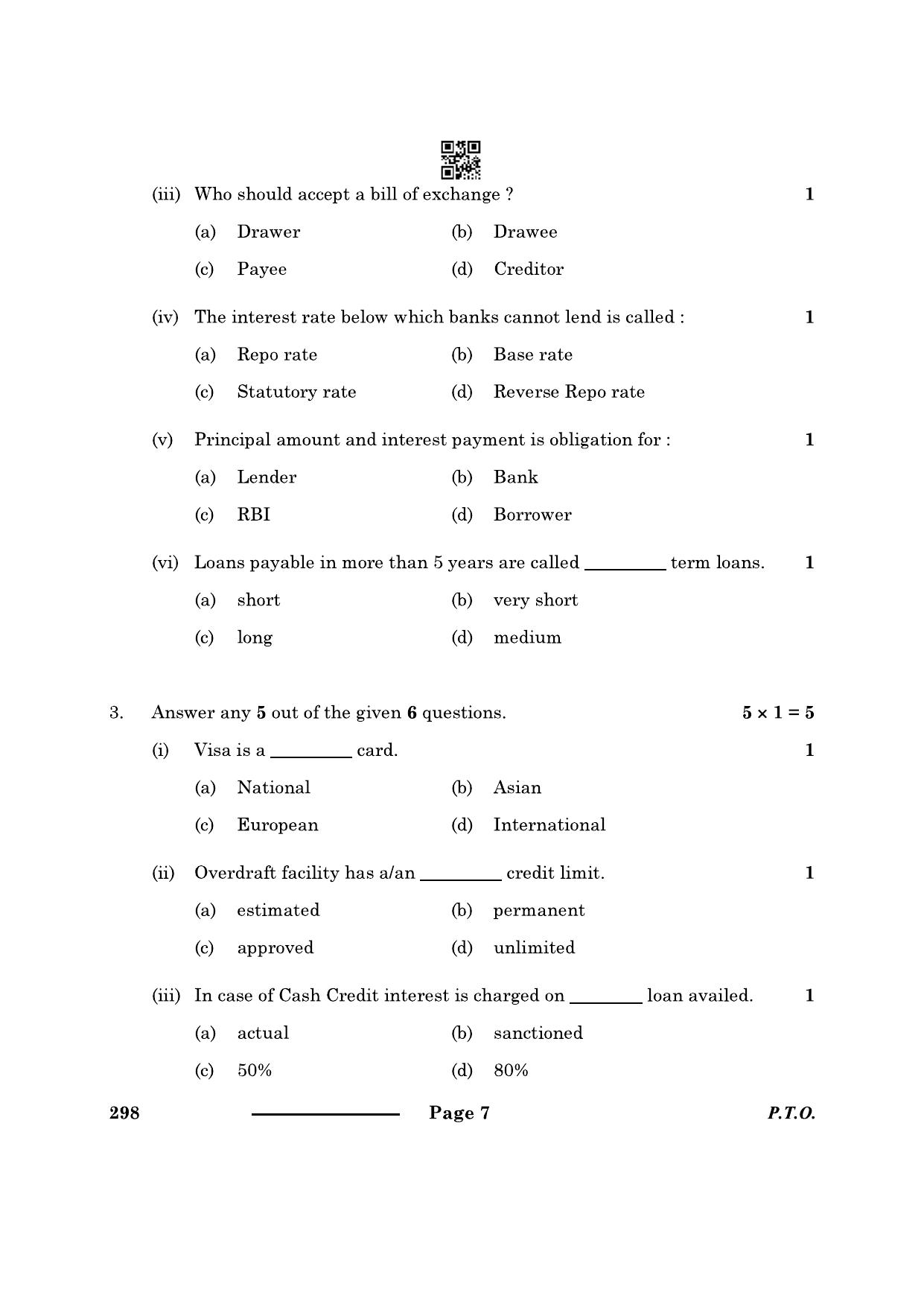 CBSE Class 10 Banking Insurance 2024 Question Paper - Page 7
