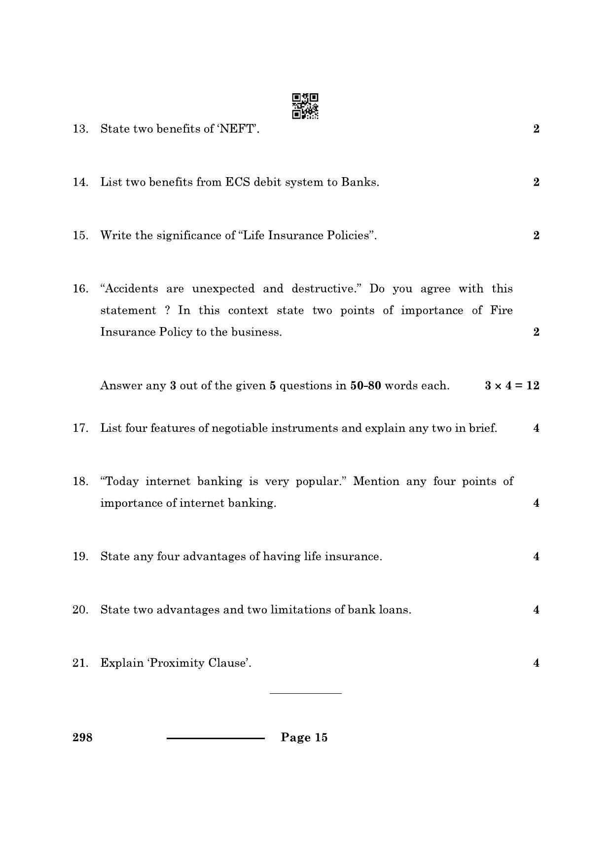 CBSE Class 10 Banking Insurance 2024 Question Paper - Page 15