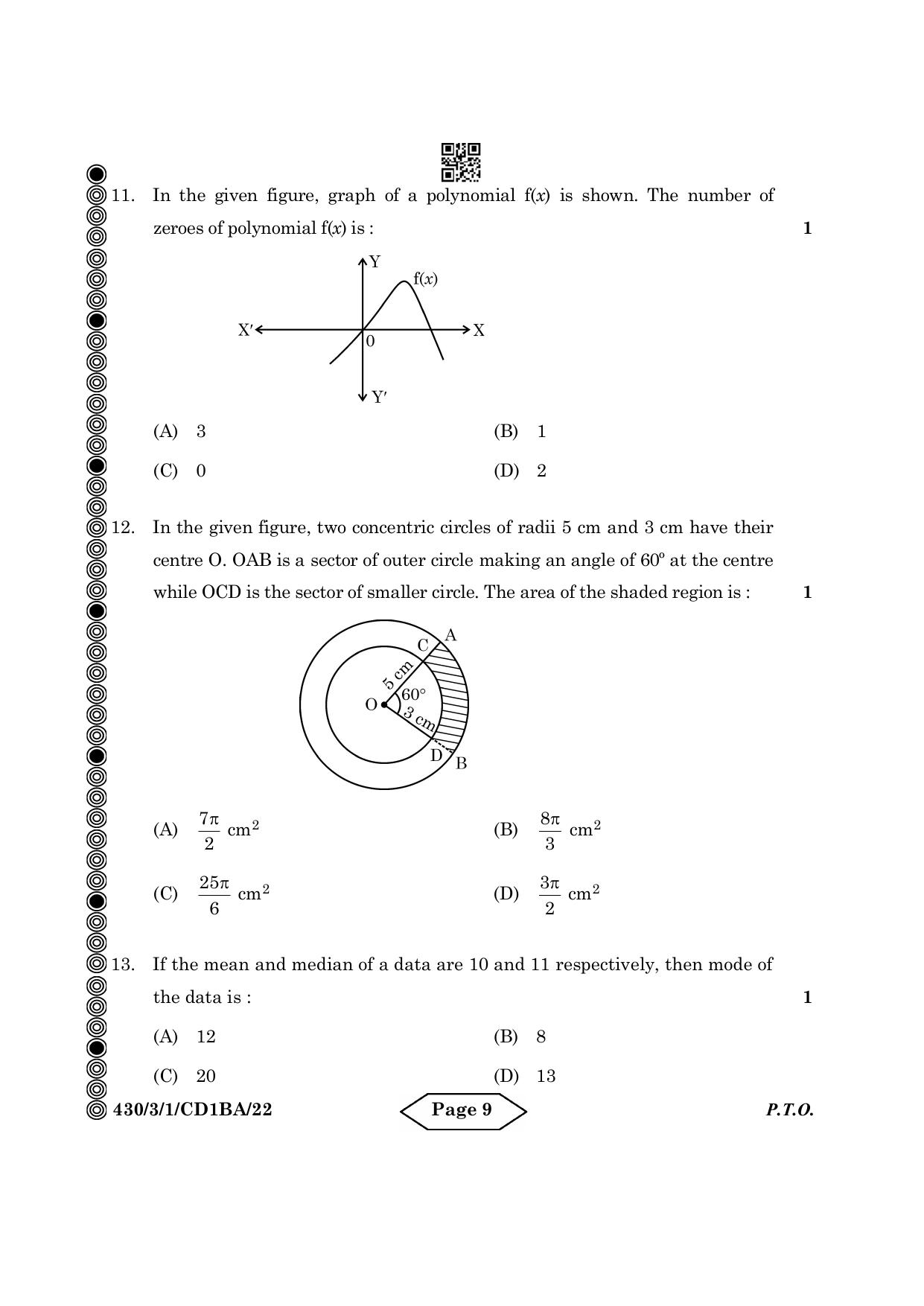 CBSE Class 10 430-3-1 Mathematics Basic 2024 Question Paper - Page 9