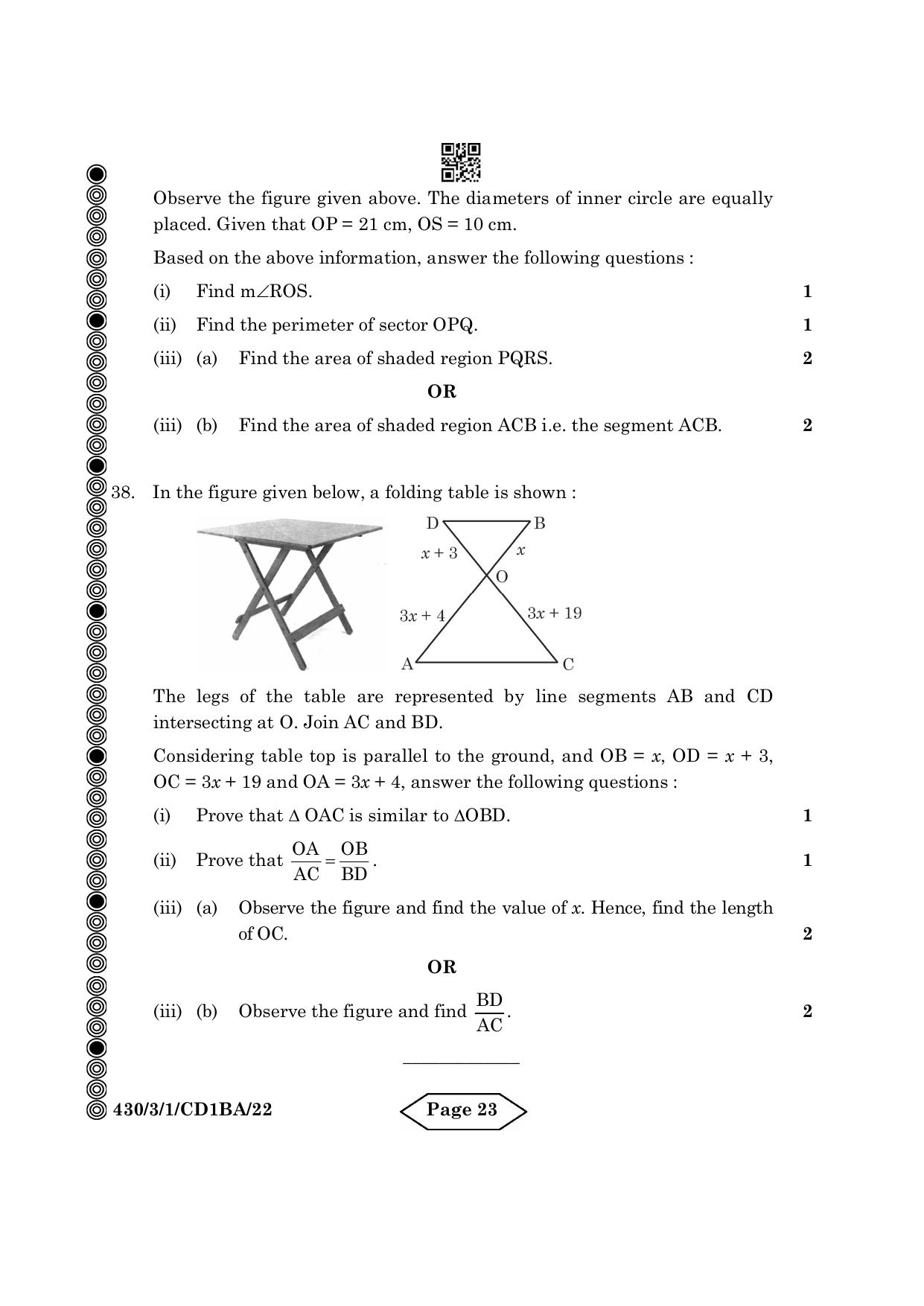 CBSE Class 10 430-3-1 Mathematics Basic 2024 Question Paper - Page 23