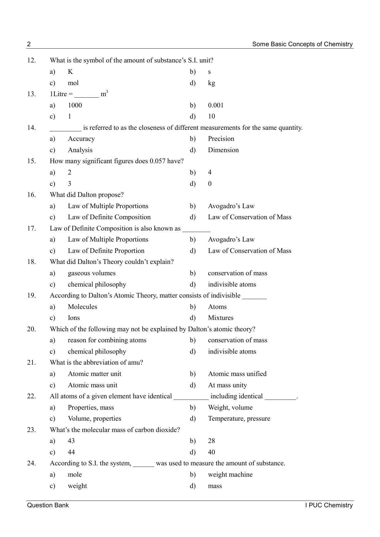 Karnataka 1st PUC Question Bank 2025 - Chemistry - Page 4