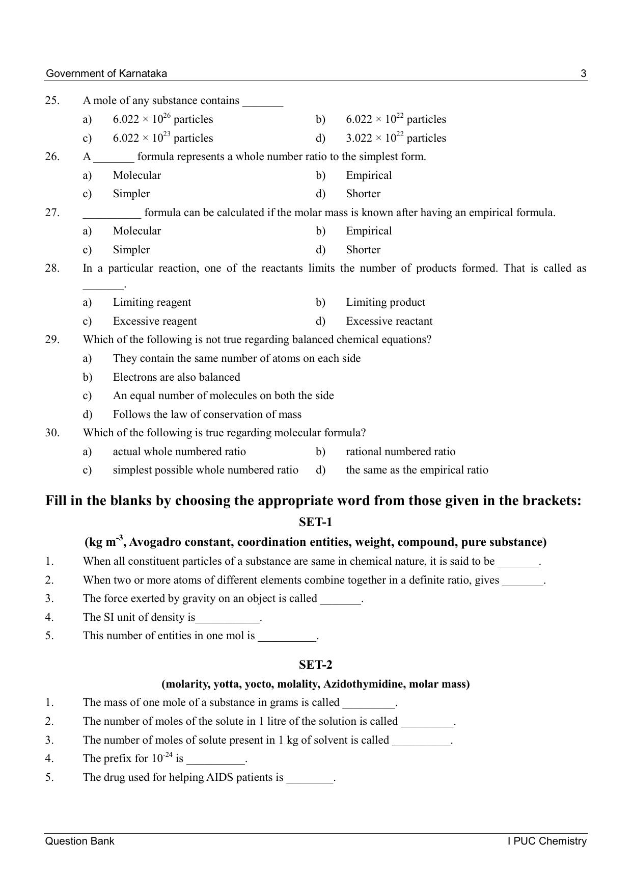 Karnataka 1st PUC Question Bank 2025 - Chemistry - Page 5