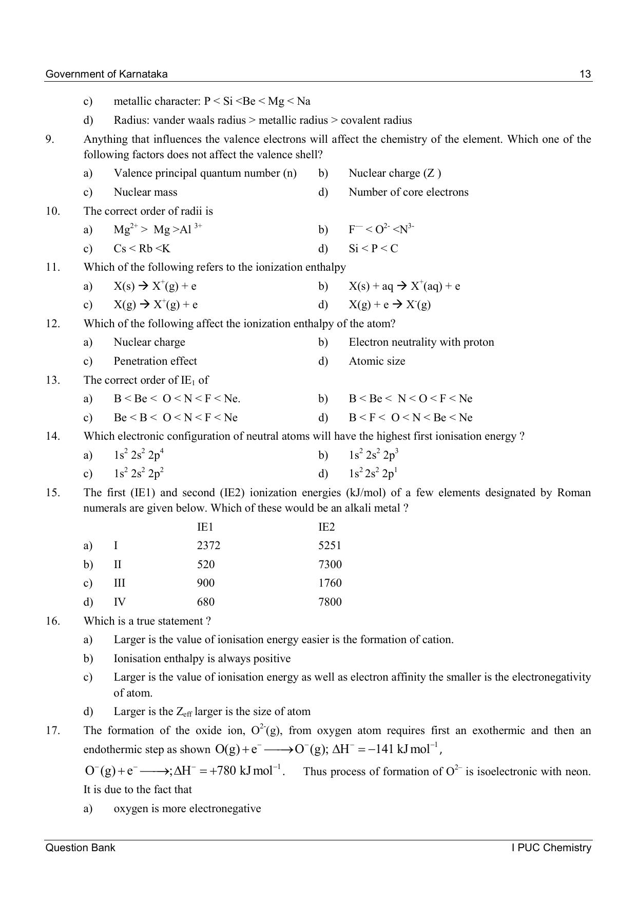 Karnataka 1st PUC Question Bank 2025 - Chemistry - Page 15