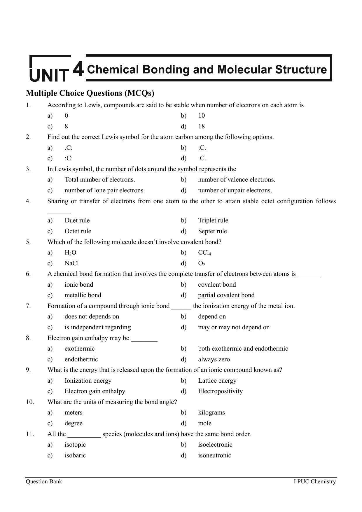 Karnataka 1st PUC Question Bank 2025 - Chemistry - Page 20