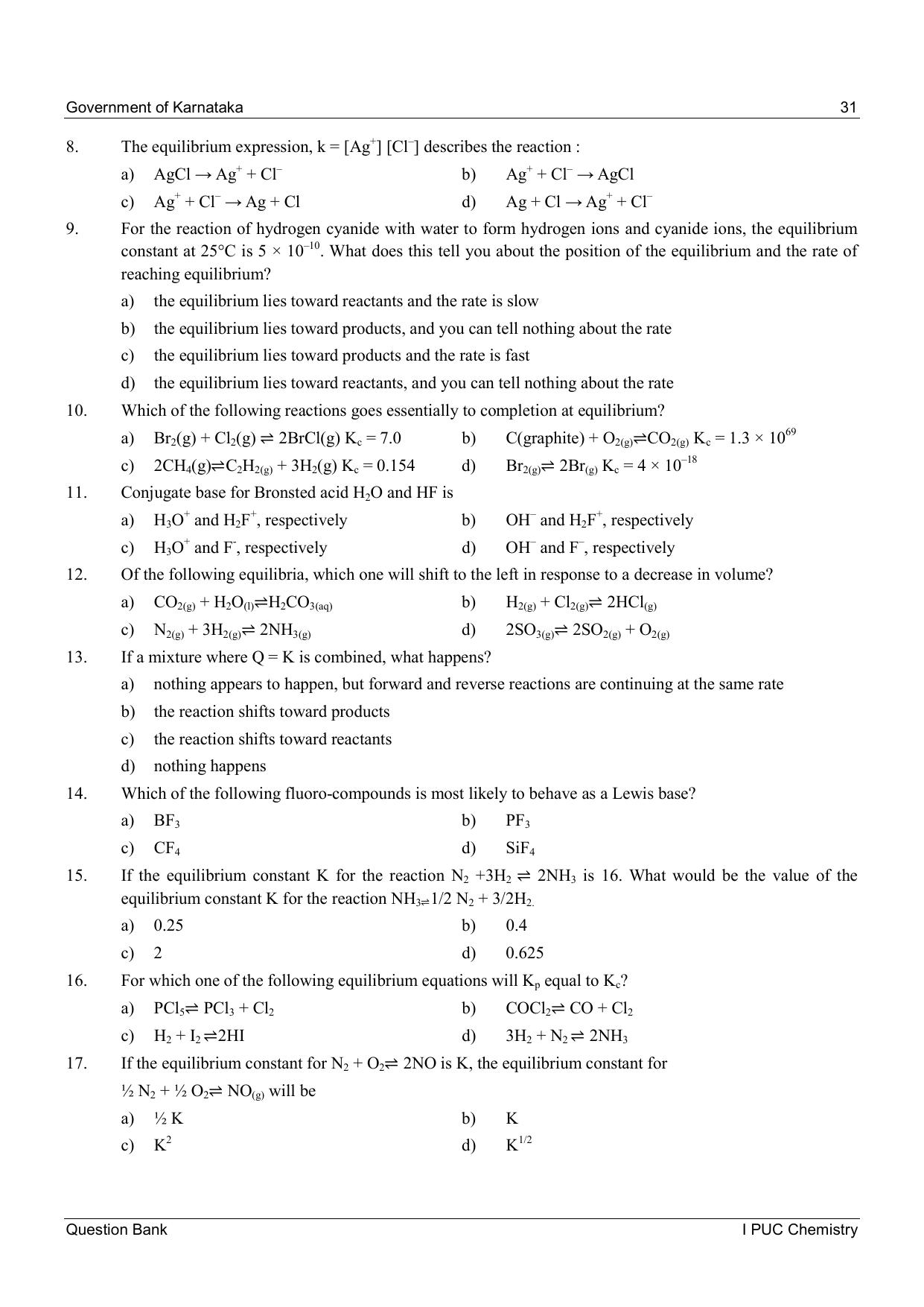 Karnataka 1st PUC Question Bank 2025 - Chemistry - Page 33