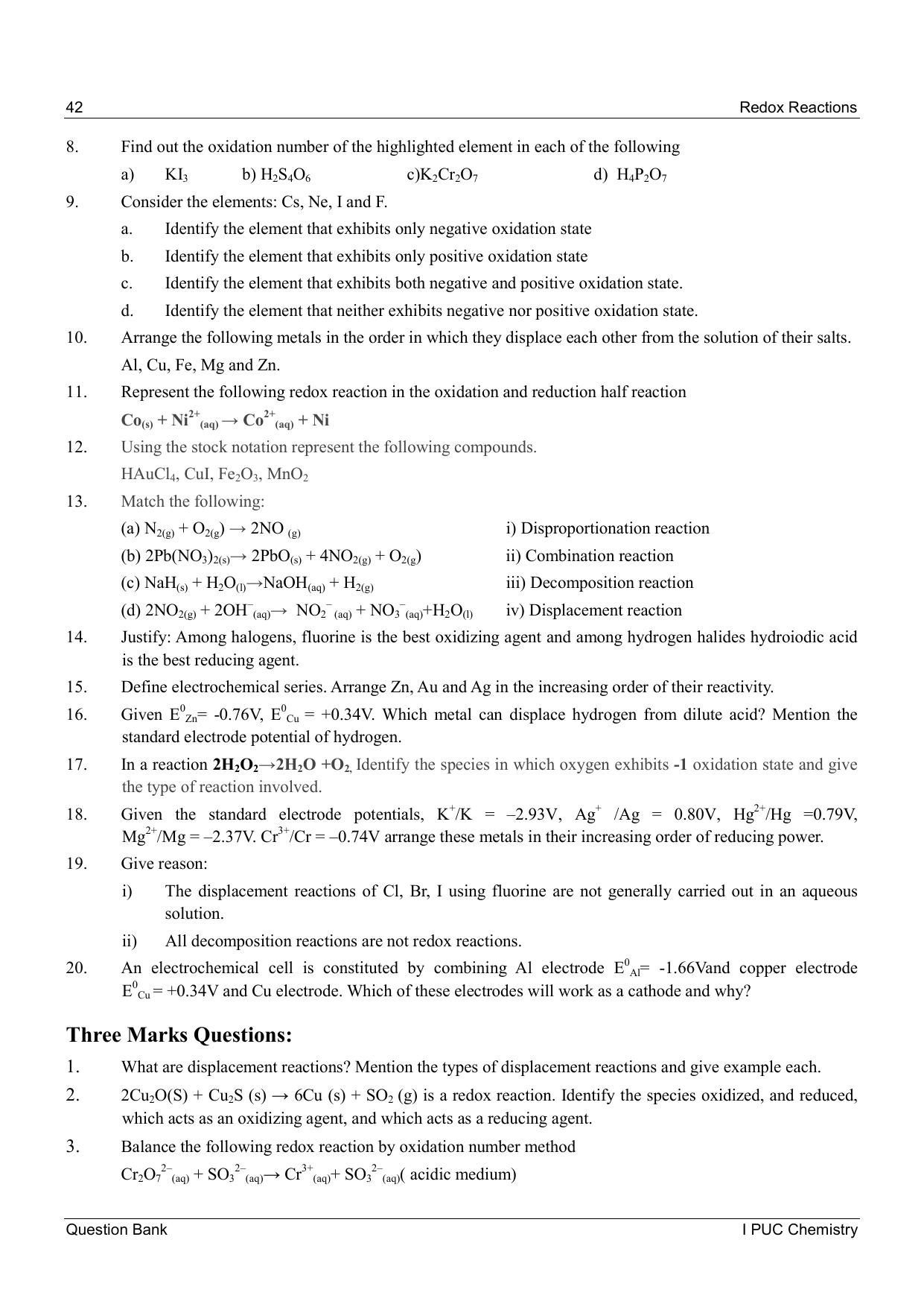 Karnataka 1st PUC Question Bank 2025 - Chemistry - Page 44