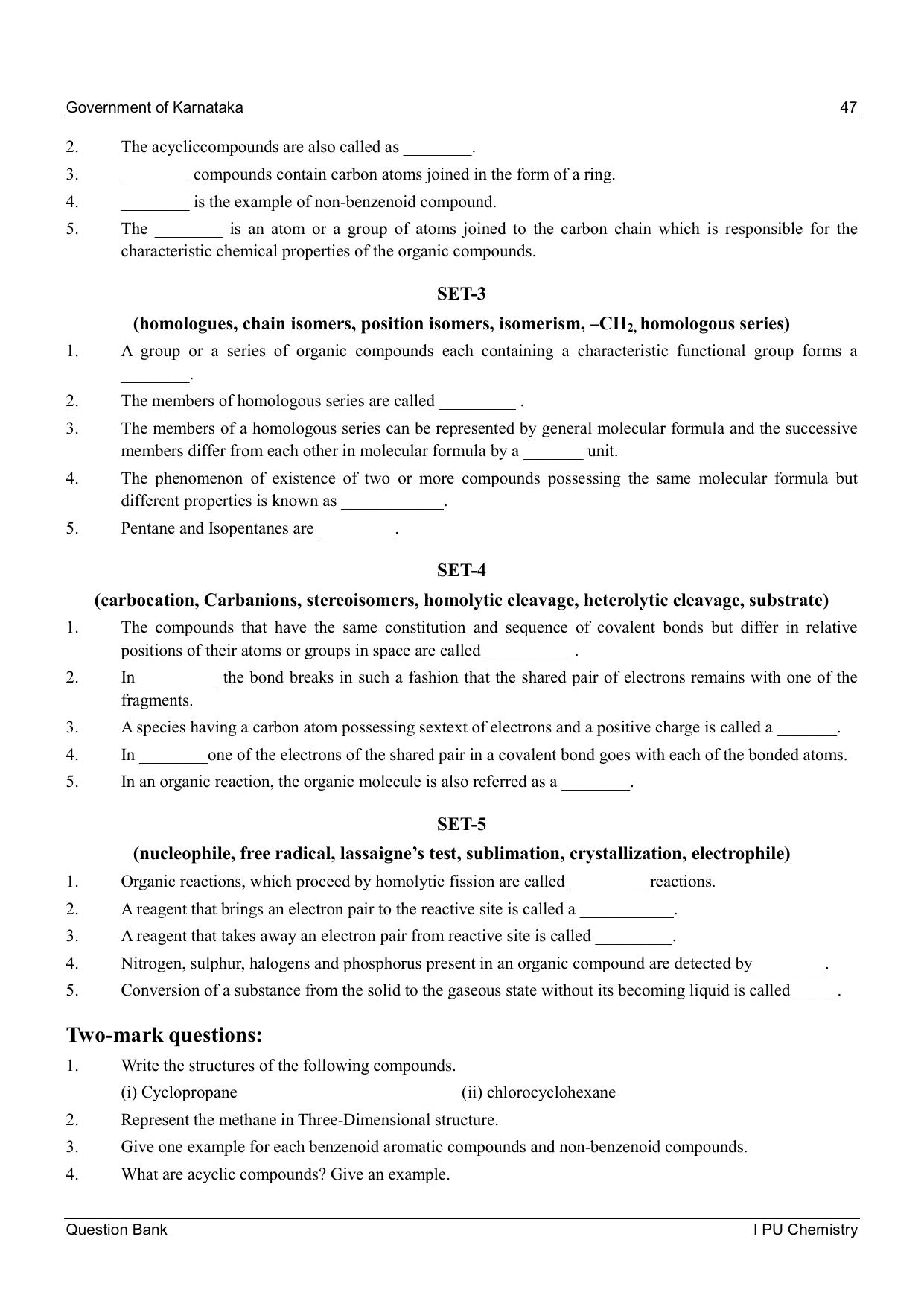 Karnataka 1st PUC Question Bank 2025 - Chemistry - Page 49
