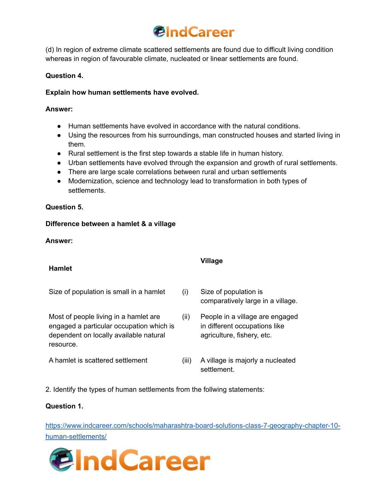 Maharashtra Board Solutions Class 7-Geography: Chapter 10- Human Settlements - Page 4