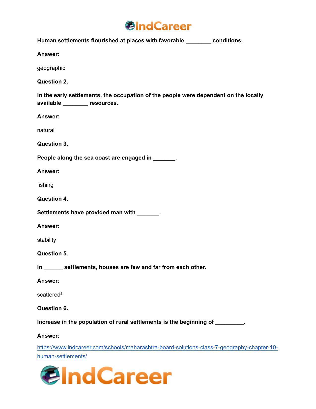 Maharashtra Board Solutions Class 7-Geography: Chapter 10- Human Settlements - Page 18