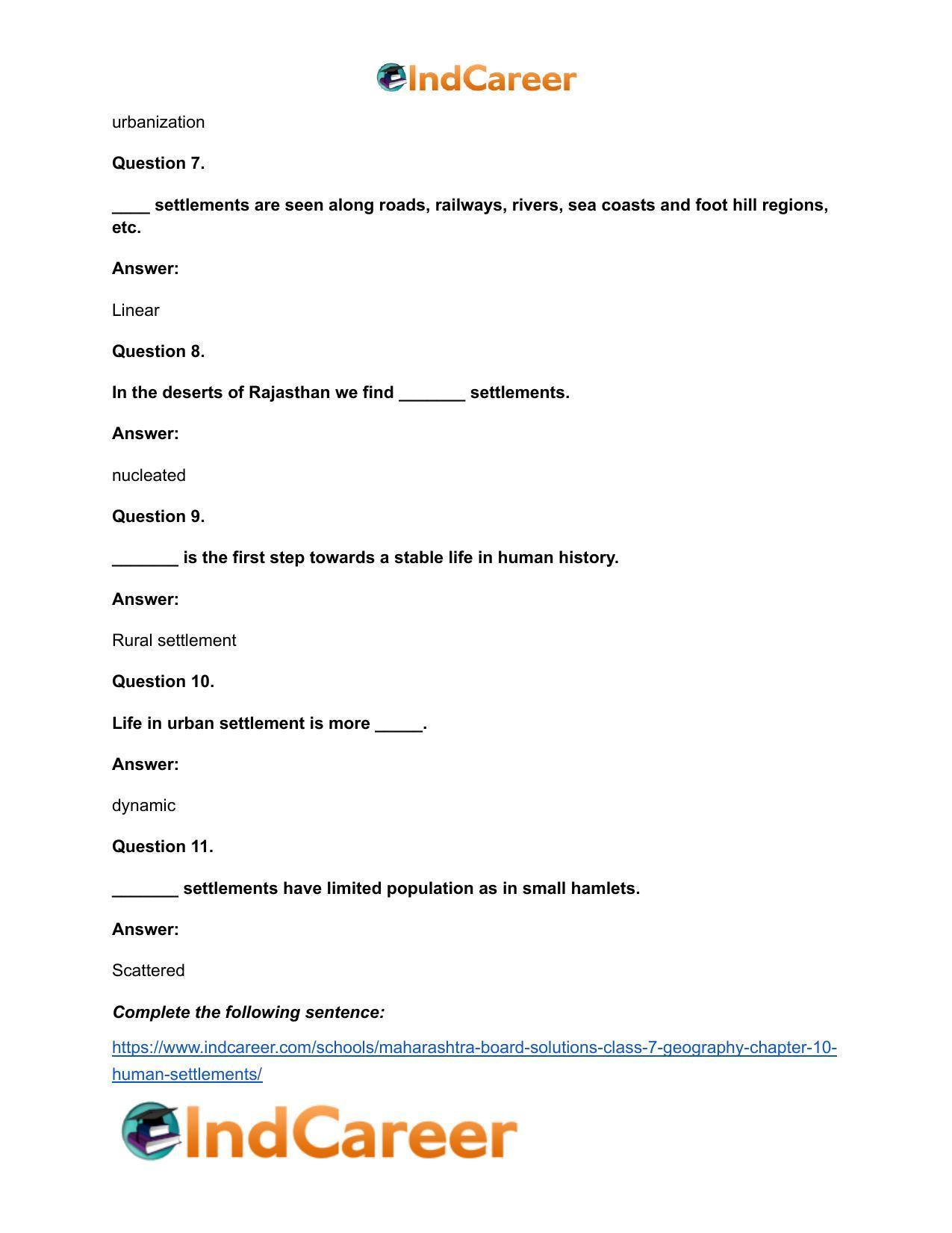 Maharashtra Board Solutions Class 7-Geography: Chapter 10- Human Settlements - Page 19