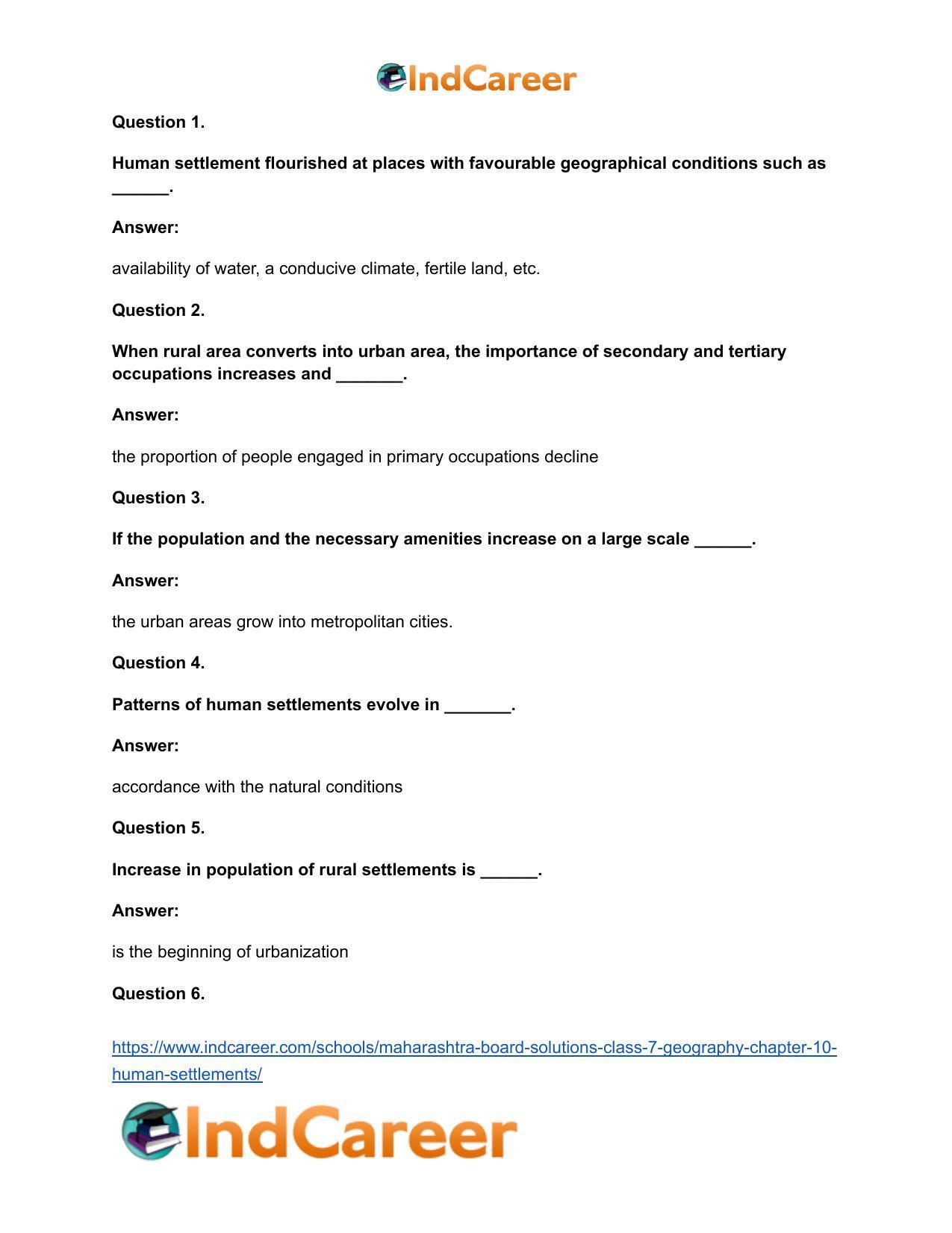 Maharashtra Board Solutions Class 7-Geography: Chapter 10- Human Settlements - Page 20