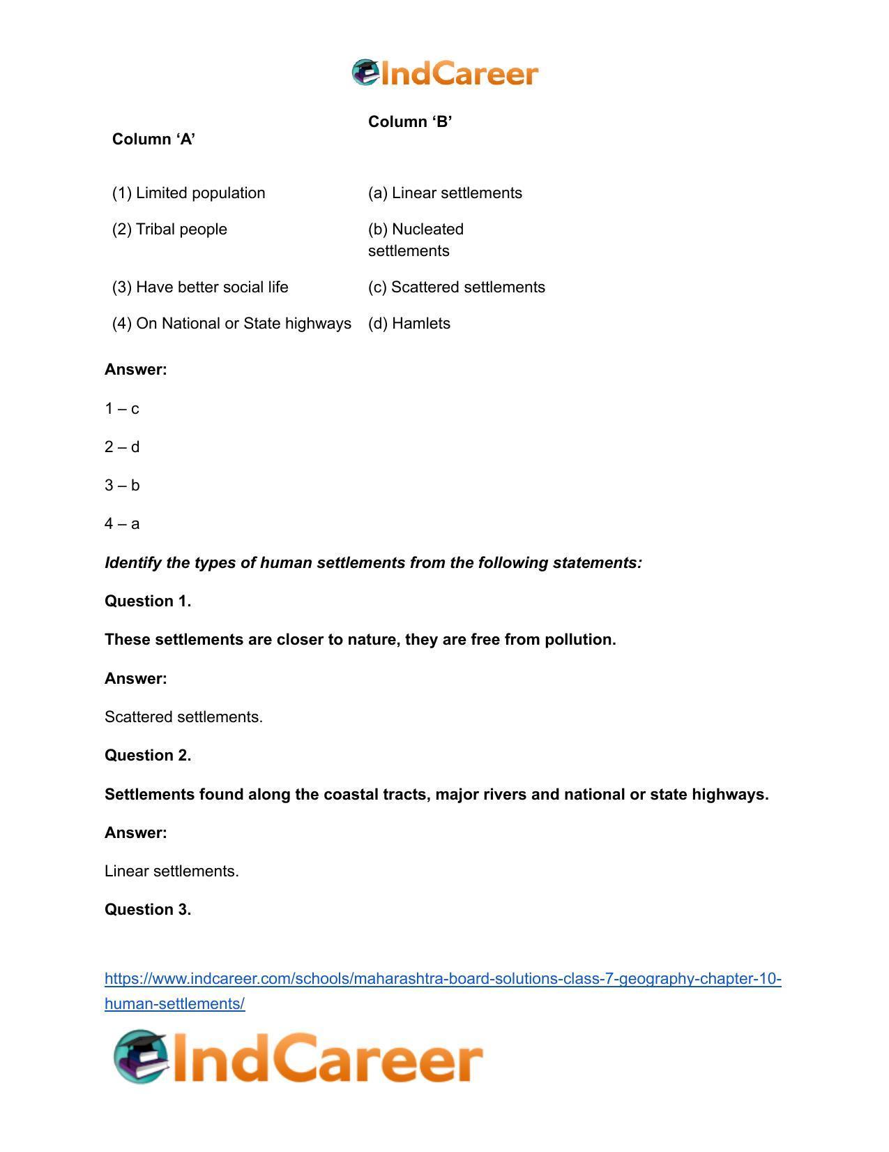 Maharashtra Board Solutions Class 7-Geography: Chapter 10- Human Settlements - Page 22