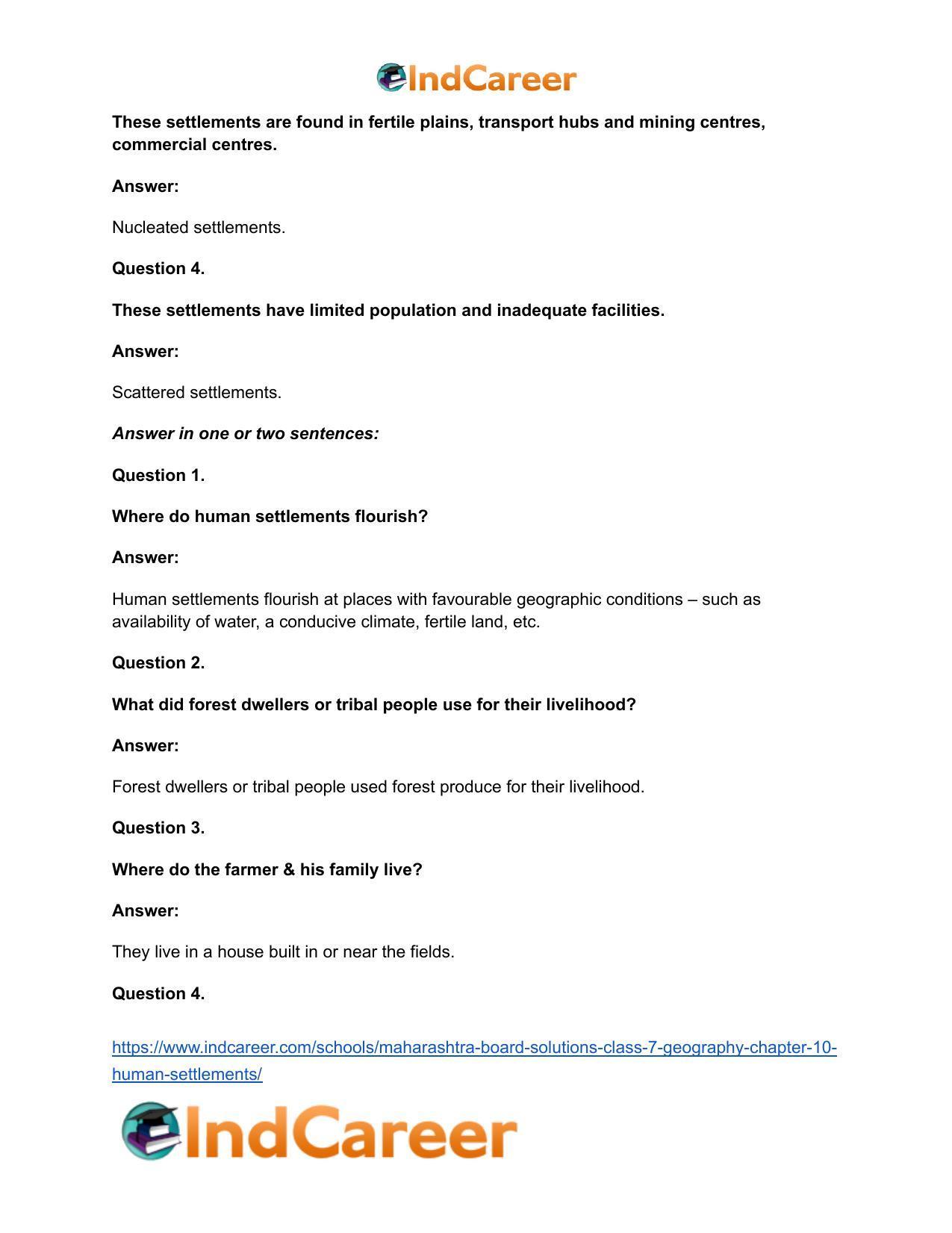Maharashtra Board Solutions Class 7-Geography: Chapter 10- Human Settlements - Page 23