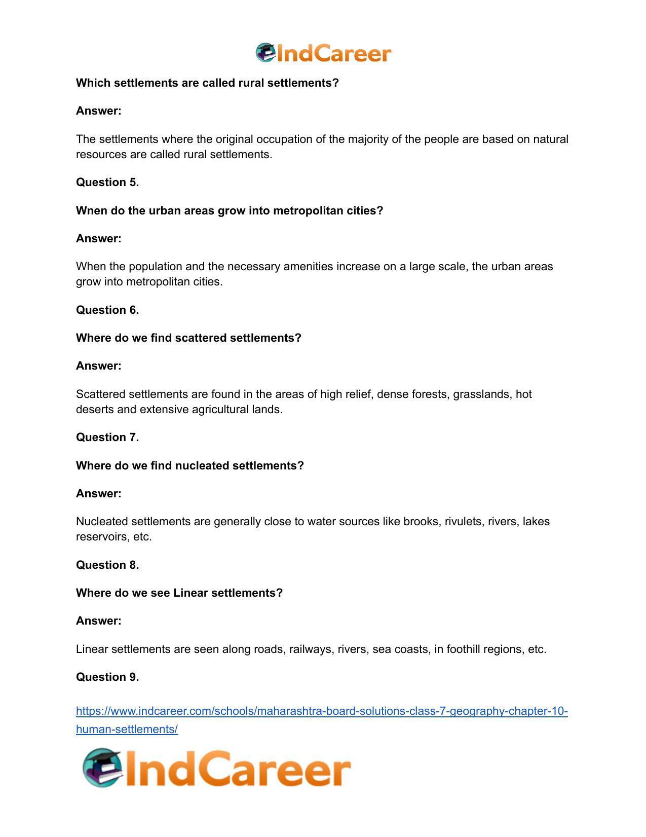Maharashtra Board Solutions Class 7-Geography: Chapter 10- Human Settlements - Page 24
