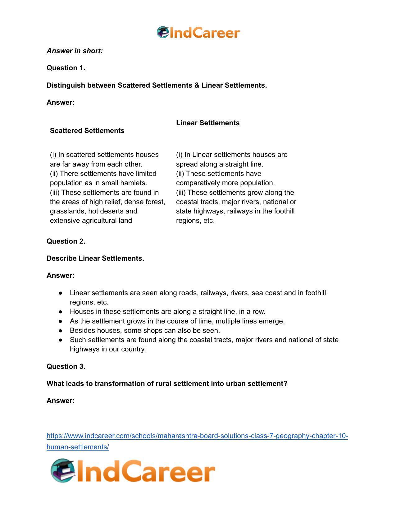 Maharashtra Board Solutions Class 7-Geography: Chapter 10- Human Settlements - Page 27