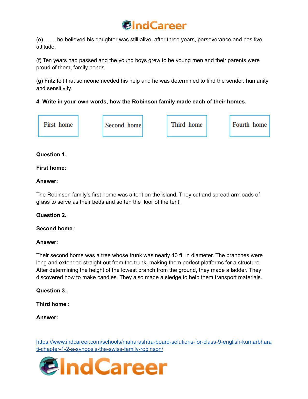 Maharashtra Board Solutions for Class 9- English Kumarbharati: Chapter 1.2- A Synopsis – The Swiss Family Robinson - Page 11